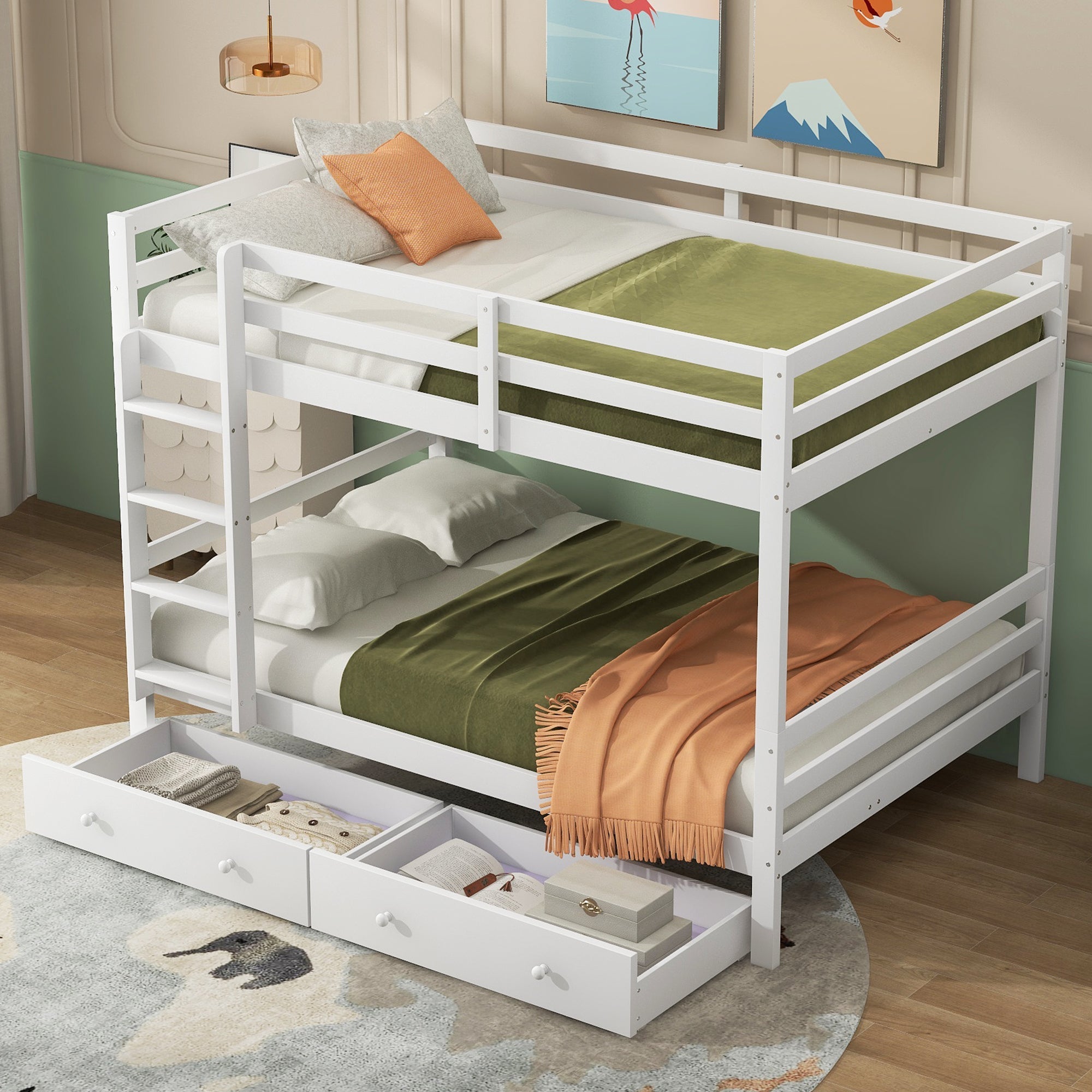 Logidon bunk bed 140x200 cm white with drawers storage space