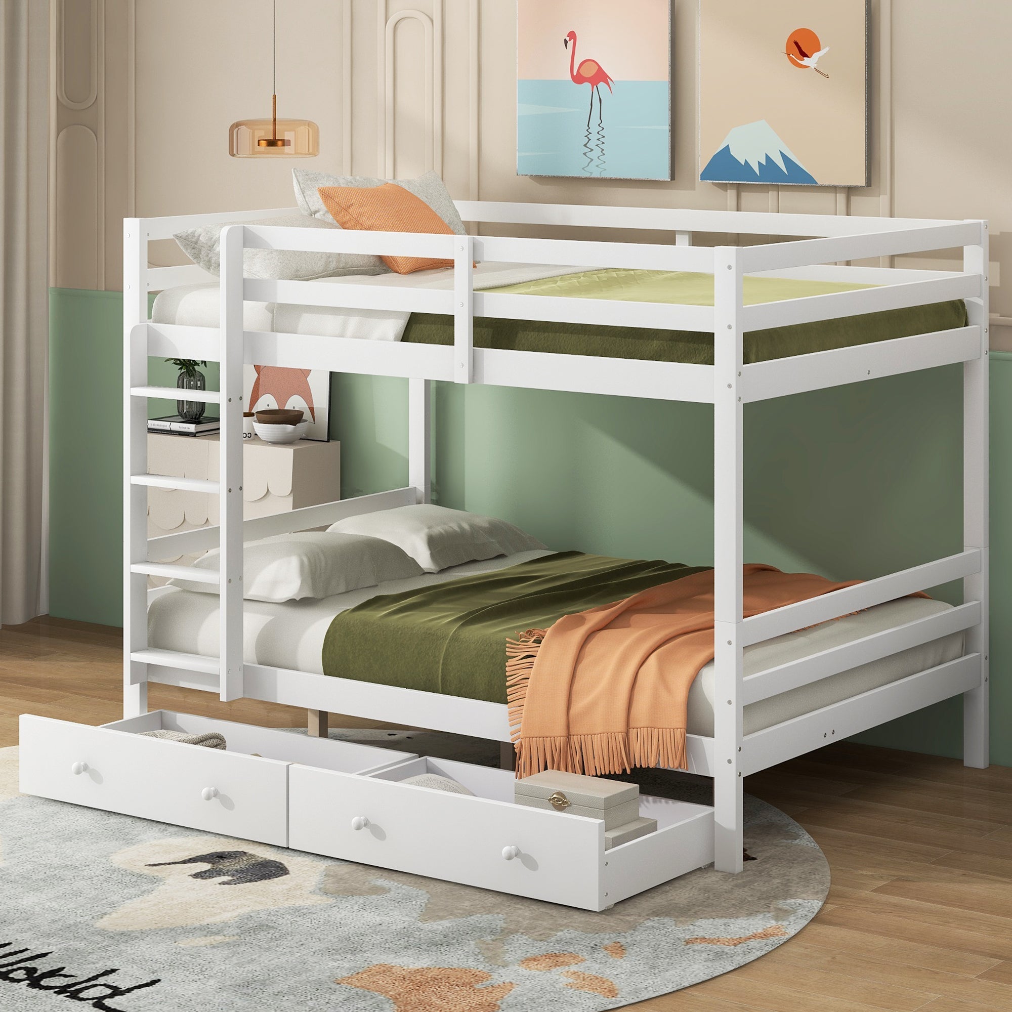 Logidon bunk bed 140x200 cm white with drawers storage space