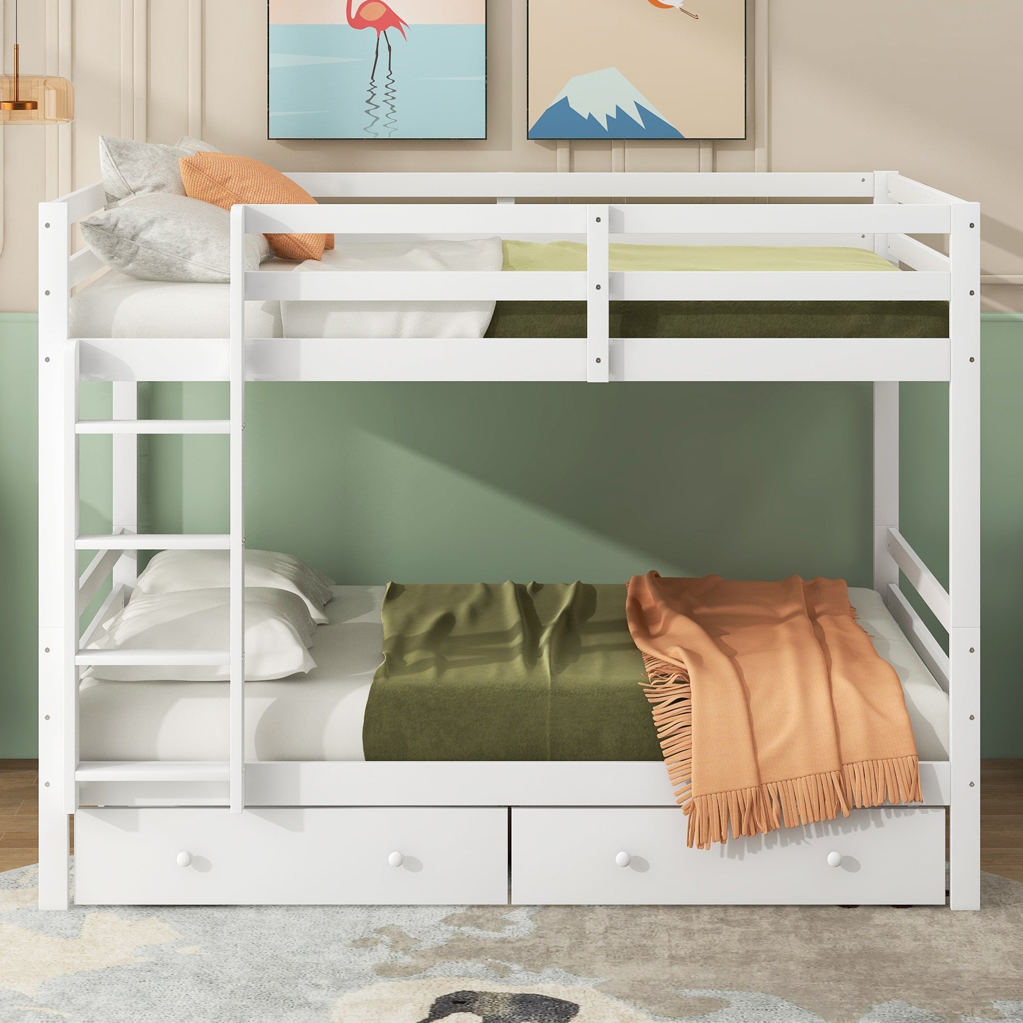 Logidon bunk bed 140x200 cm white with drawers storage space