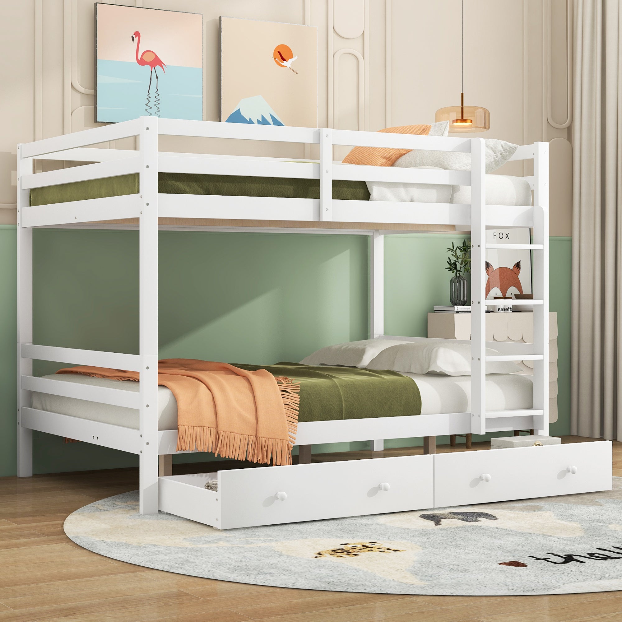 Logidon bunk bed 140x200 cm white with drawers storage space