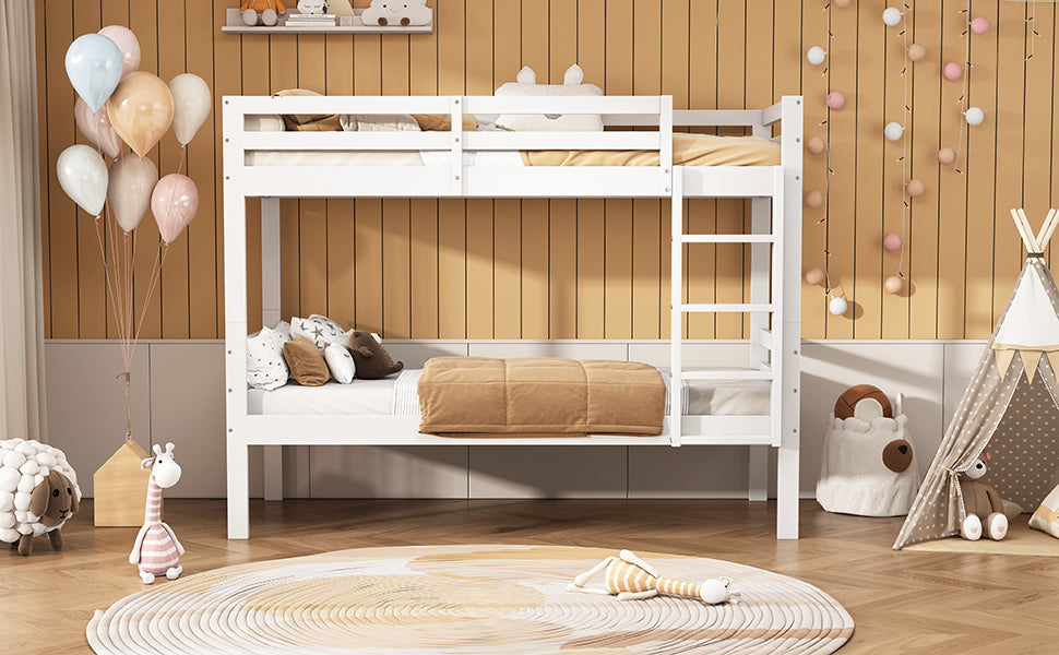 Logidon stapelbed wit 90x200 cm voor kinderen drietraps hoekladder