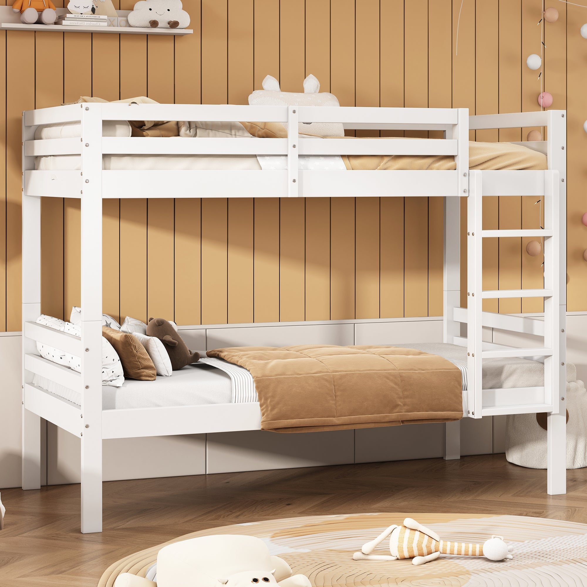 Logidon stapelbed wit 90x200 cm voor kinderen drietraps hoekladder
