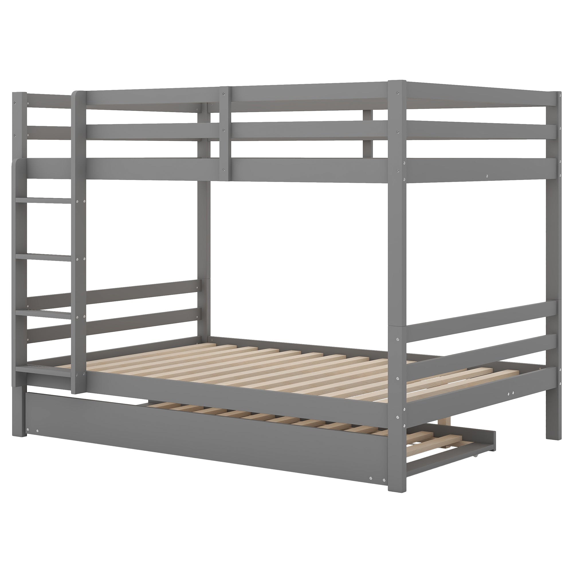 Logidon stapelbed 140x200 cm grijs met uitschuifbaar bed stabiele trap