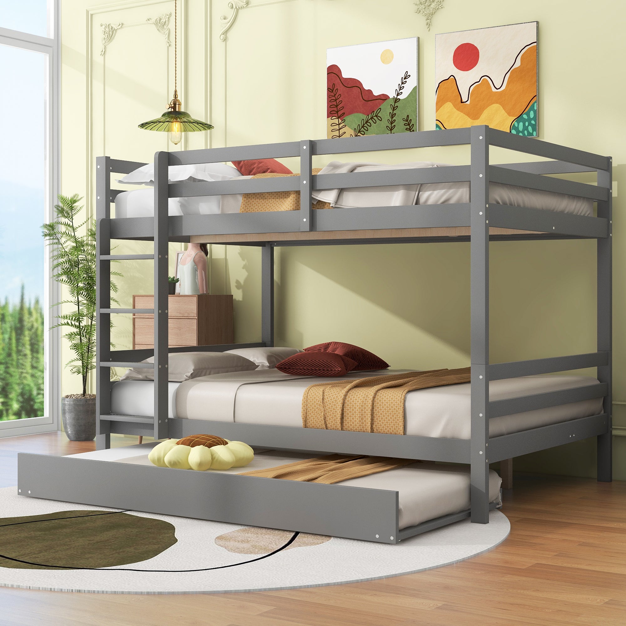 Logidon stapelbed 140x200 cm grijs met uitschuifbaar bed stabiele trap