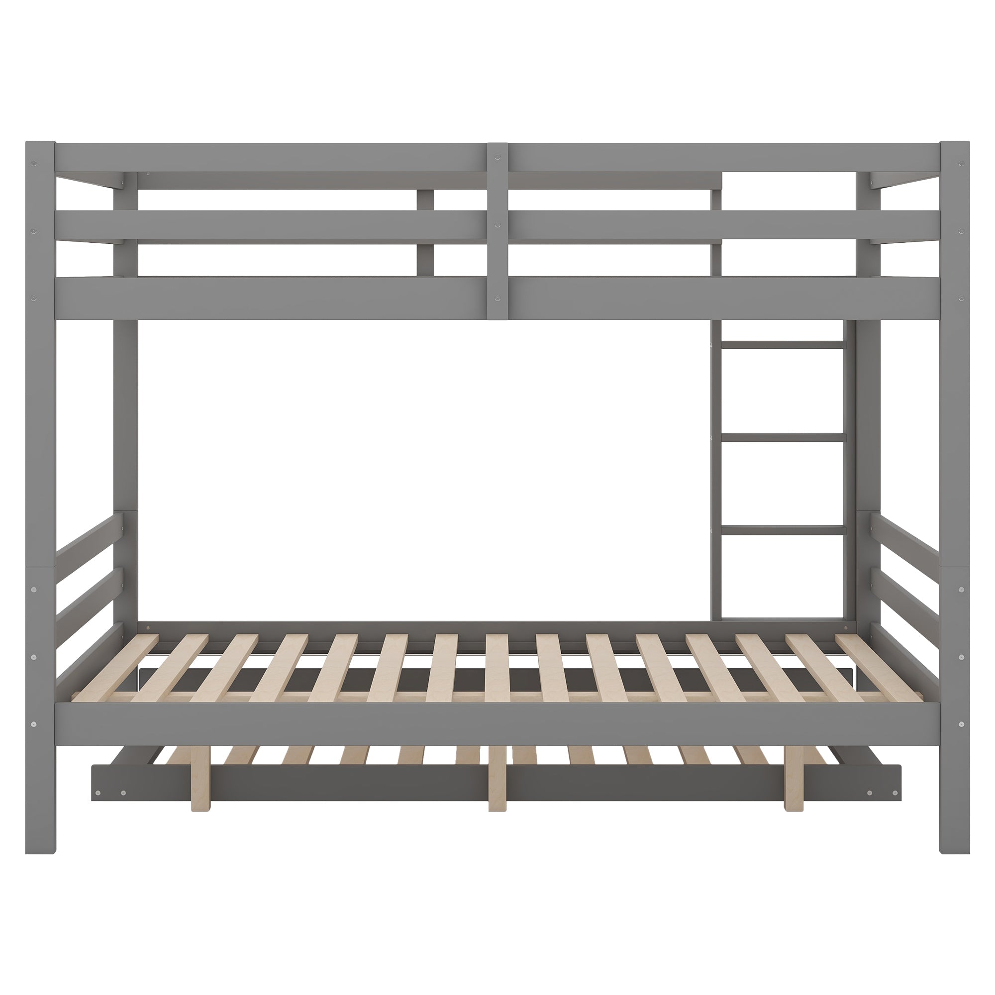 Logidon stapelbed 140x200 cm grijs met uitschuifbaar bed stabiele trap