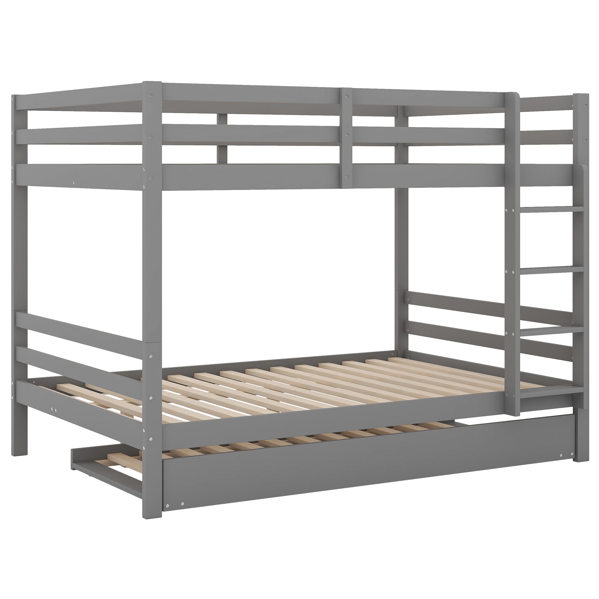Logidon stapelbed 140x200 cm grijs met uitschuifbaar bed stabiele trap