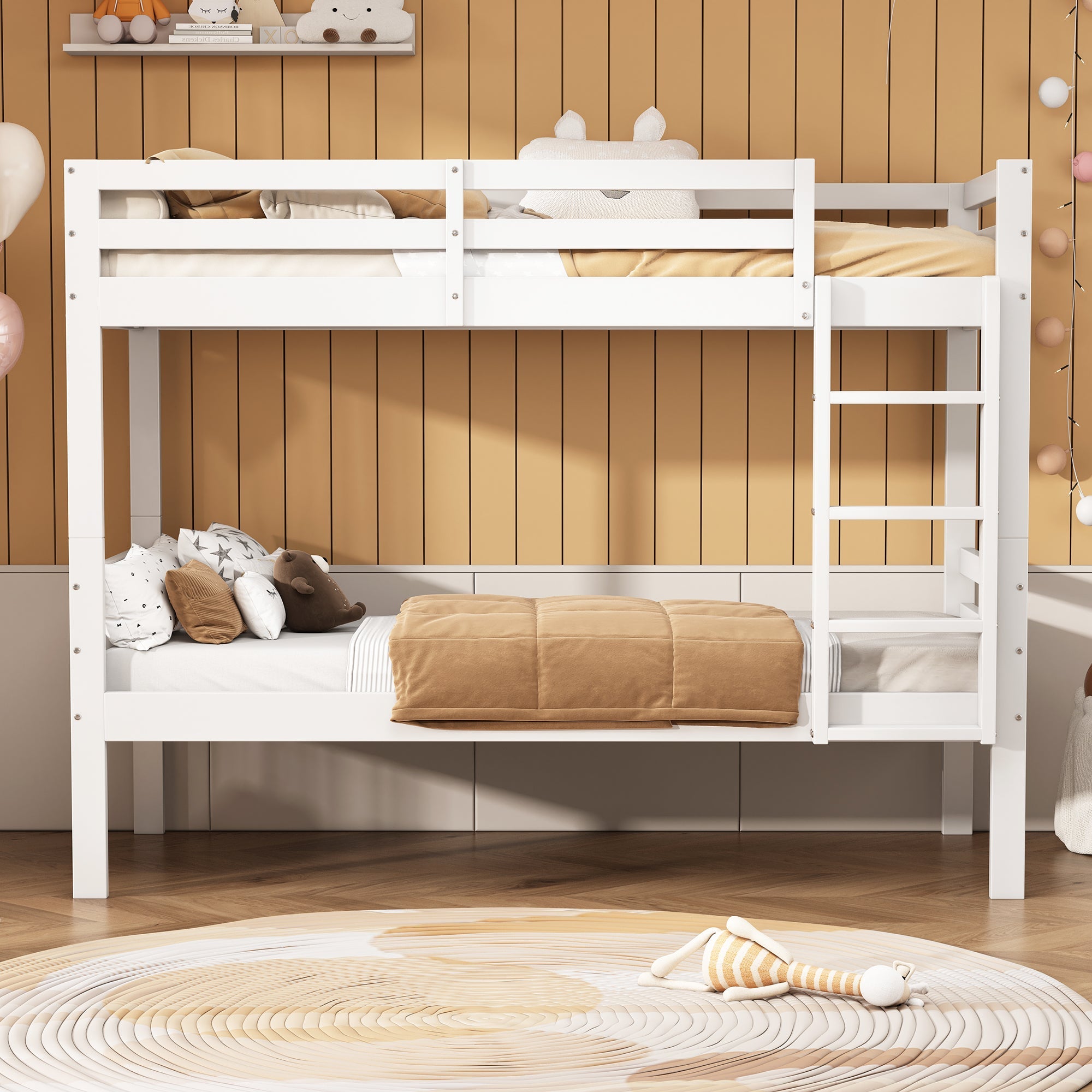 Logidon stapelbed wit 90x200 cm voor kinderen drietraps hoekladder