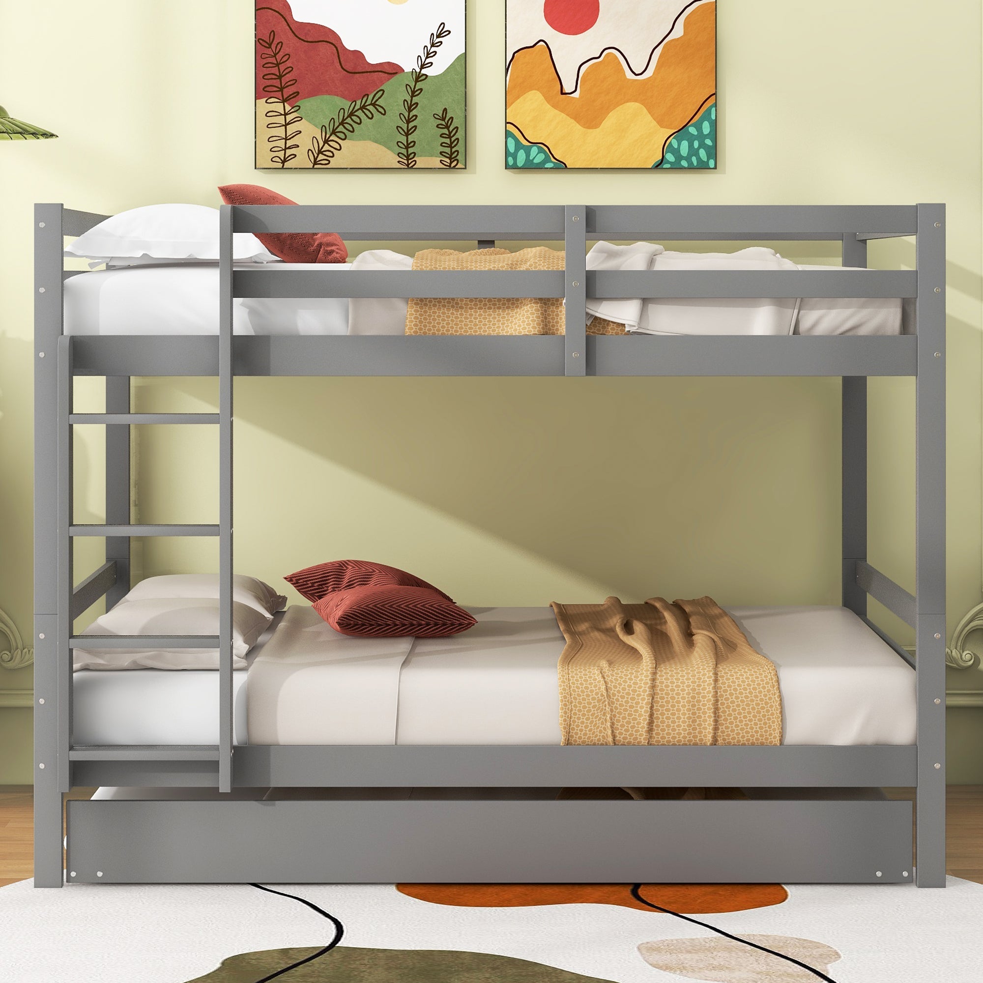 Logidon stapelbed 140x200 cm grijs met uitschuifbaar bed stabiele trap