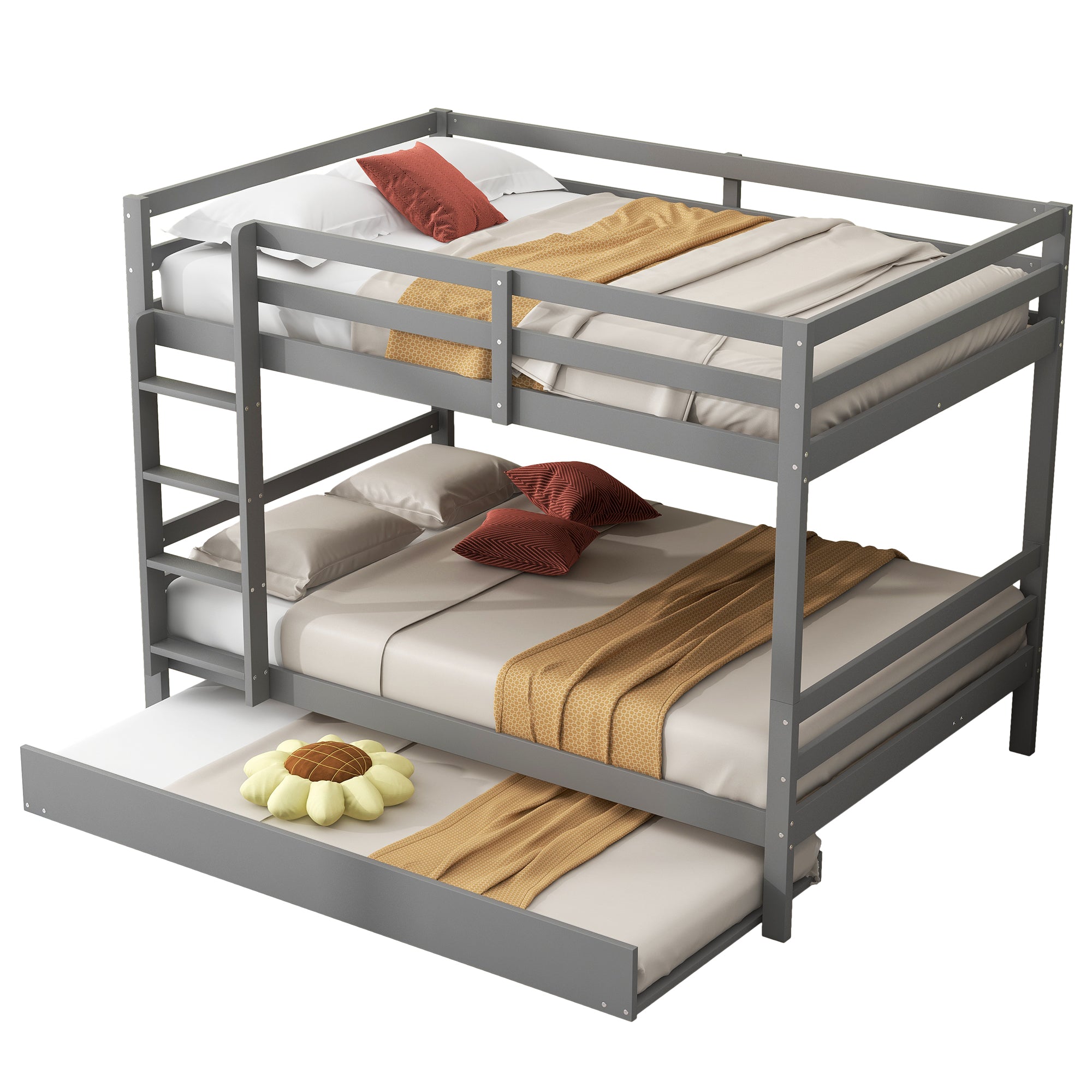 Logidon stapelbed 140x200 cm grijs met uitschuifbaar bed stabiele trap
