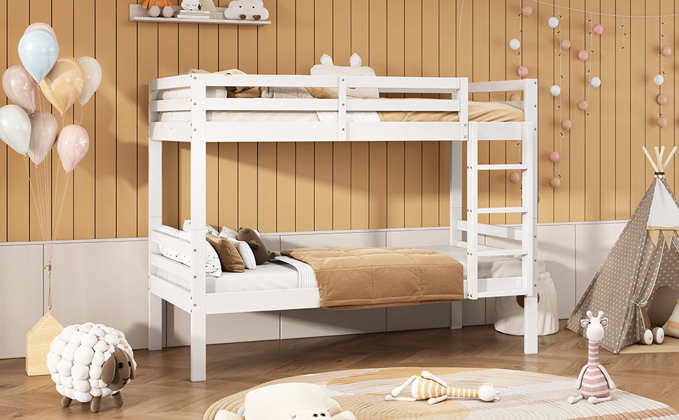 Logidon stapelbed wit 90x200 cm voor kinderen drietraps hoekladder