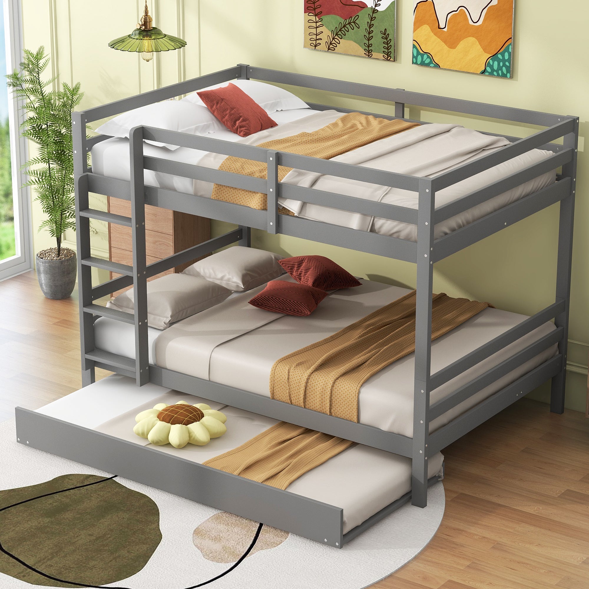Logidon stapelbed 140x200 cm grijs met uitschuifbaar bed stabiele trap