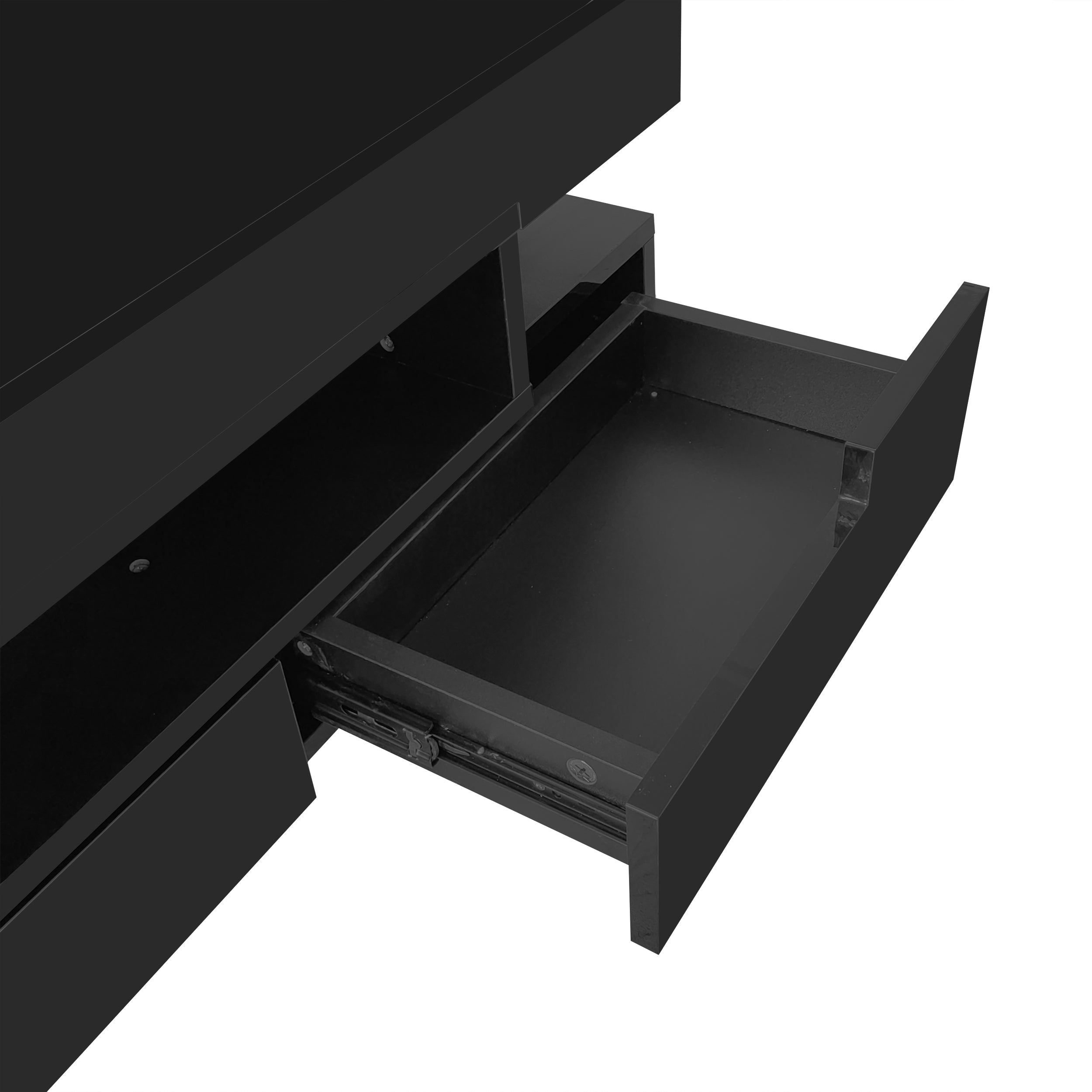 Logidon salontafel zwart hoogglans LED lichtstrip 4 lades