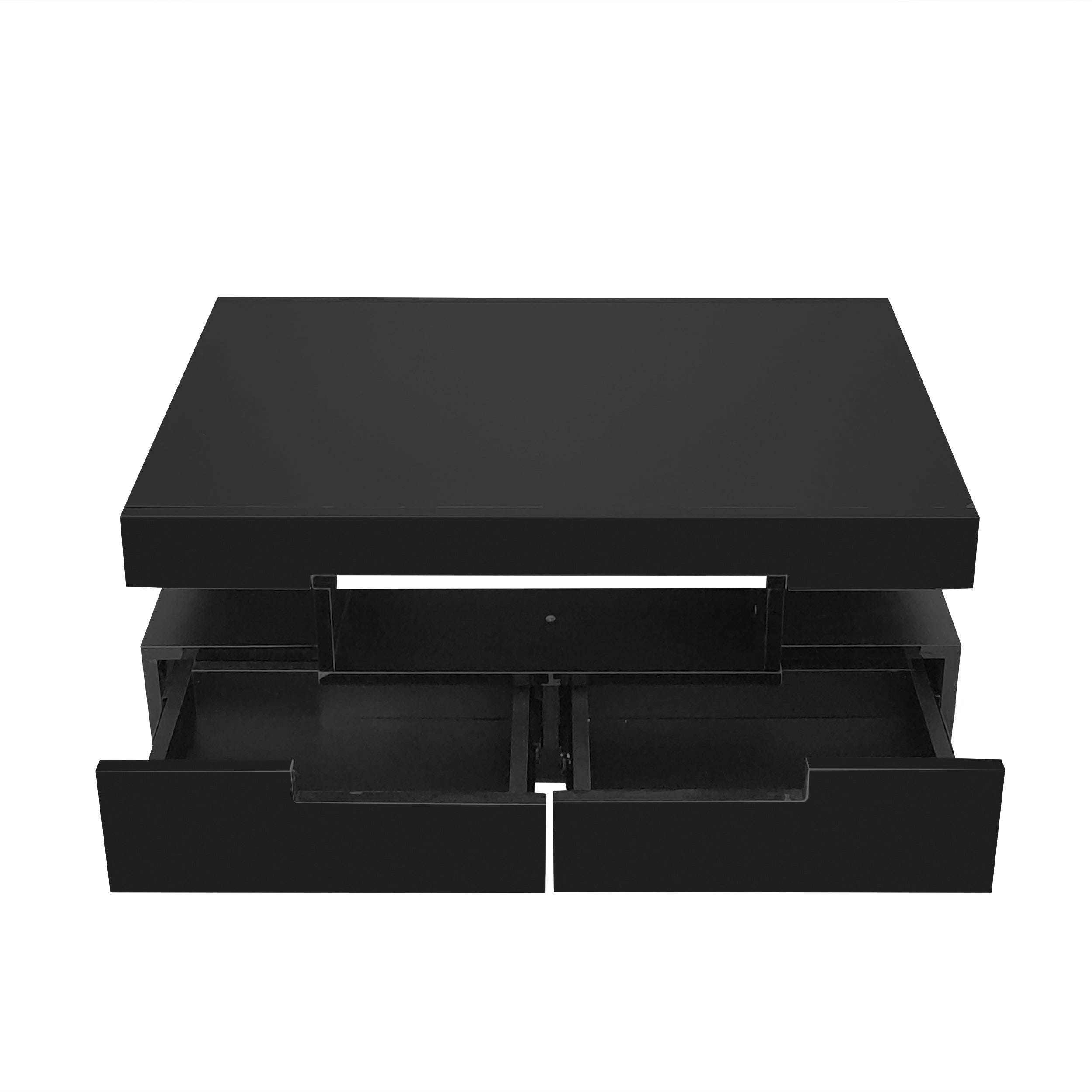 Logidon salontafel zwart hoogglans LED lichtstrip 4 lades