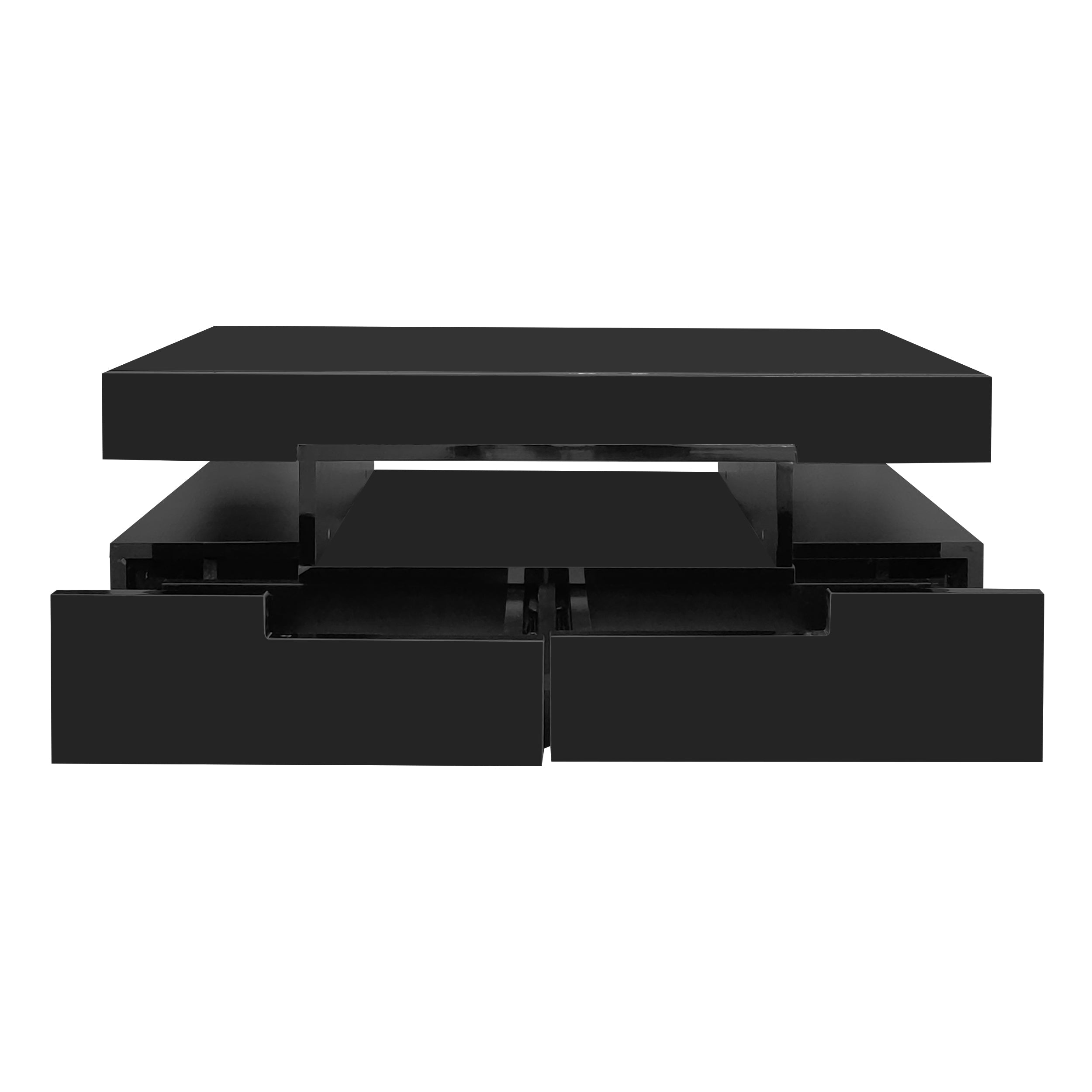 Logidon salontafel zwart hoogglans LED lichtstrip 4 lades