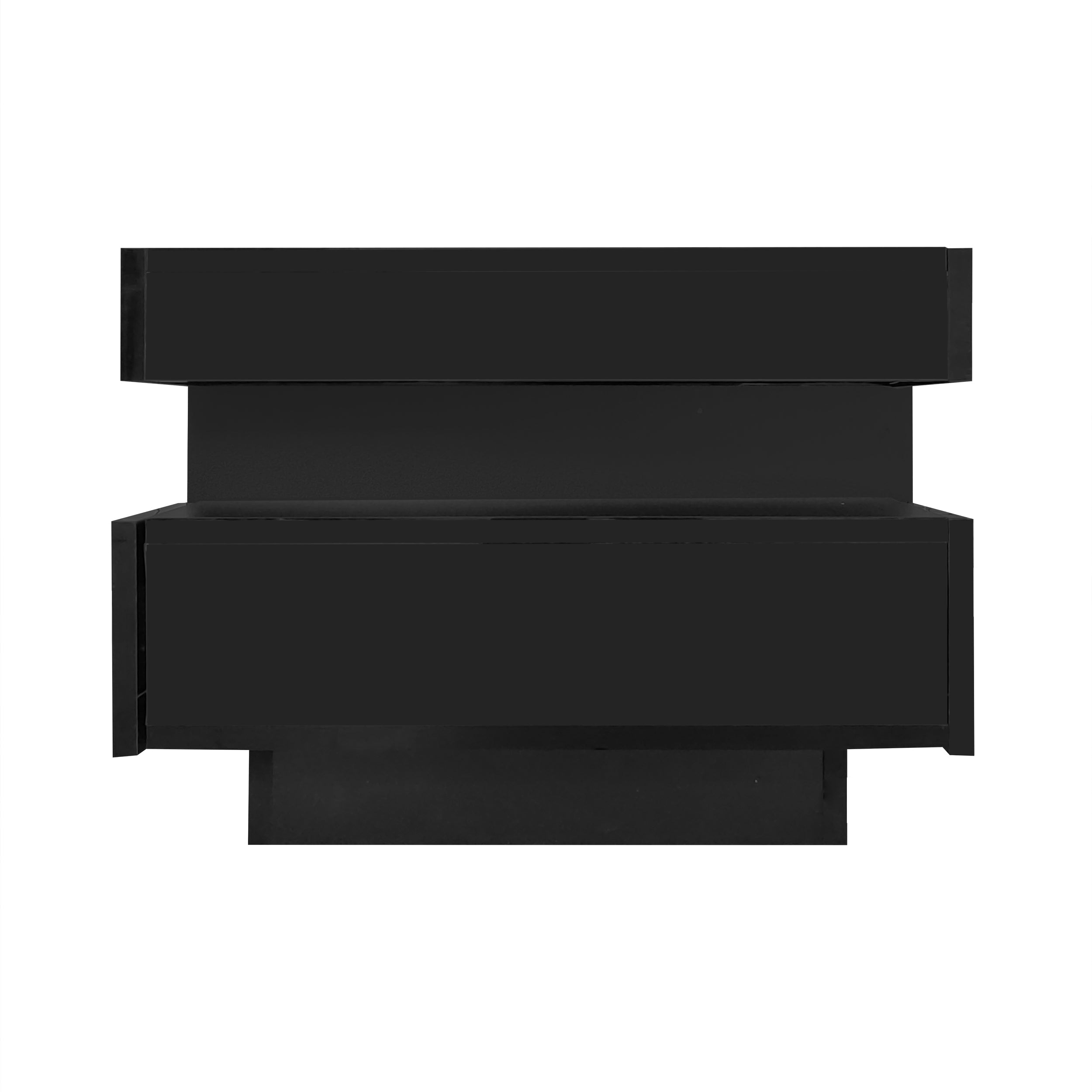 Logidon salontafel zwart hoogglans LED lichtstrip 4 lades