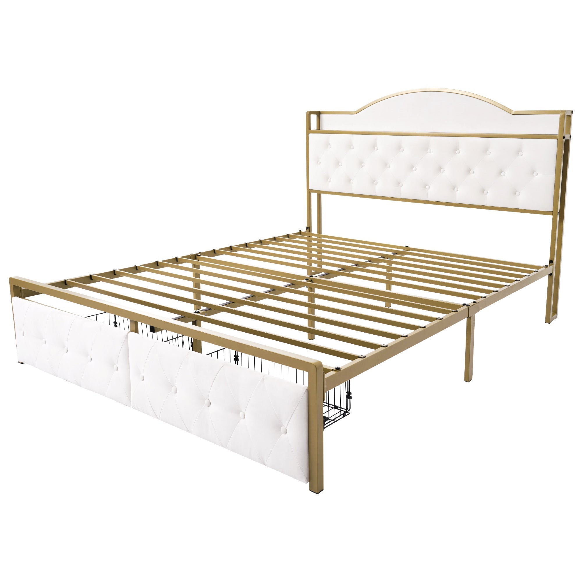Logidon Gestoffeerd bed met USB Type C Oplaadfunctie en Laden Beige 140x200