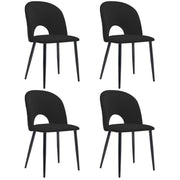 Logidon dining chair velvet black set of 4 backrest