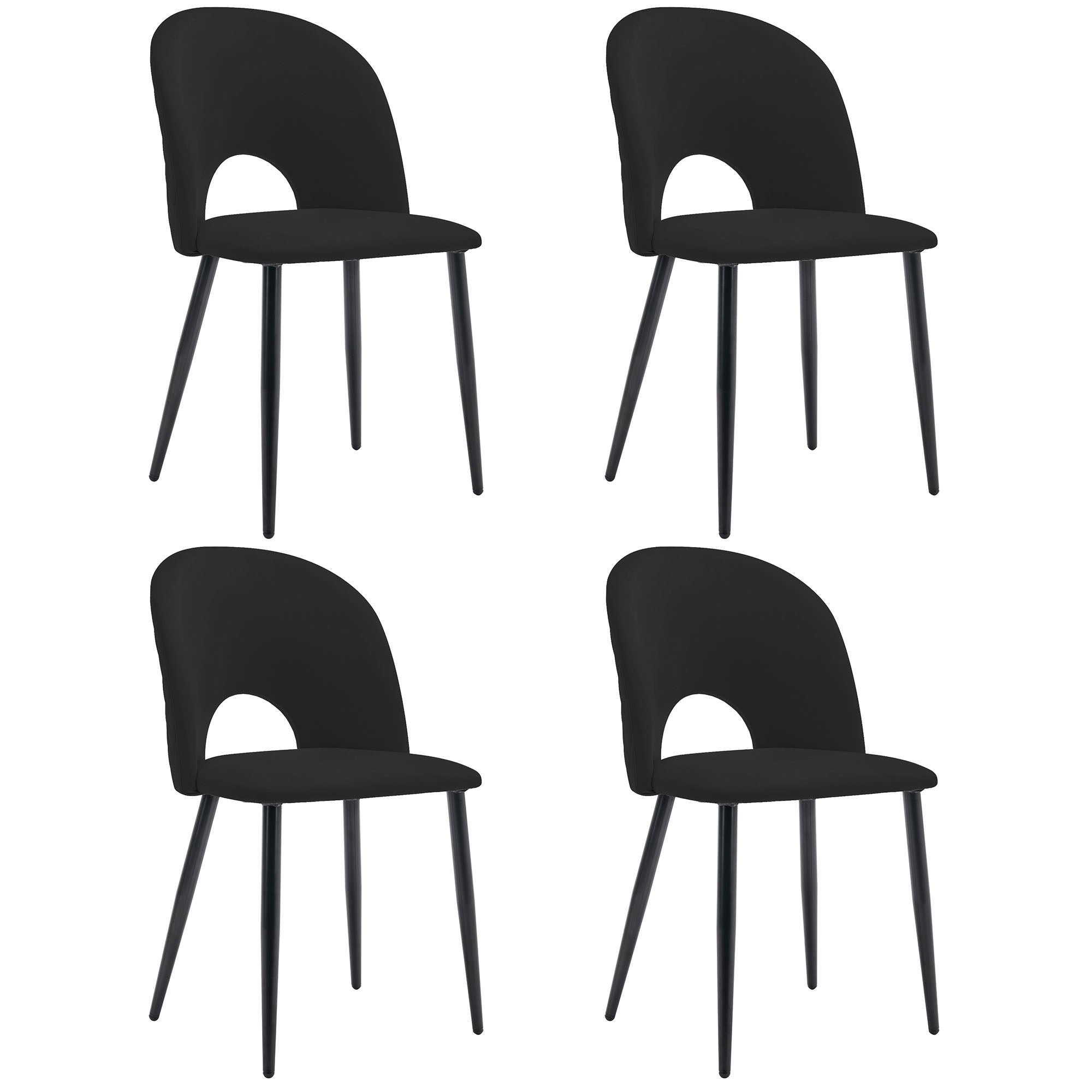Logidon dining chair velvet black set of 4 backrest