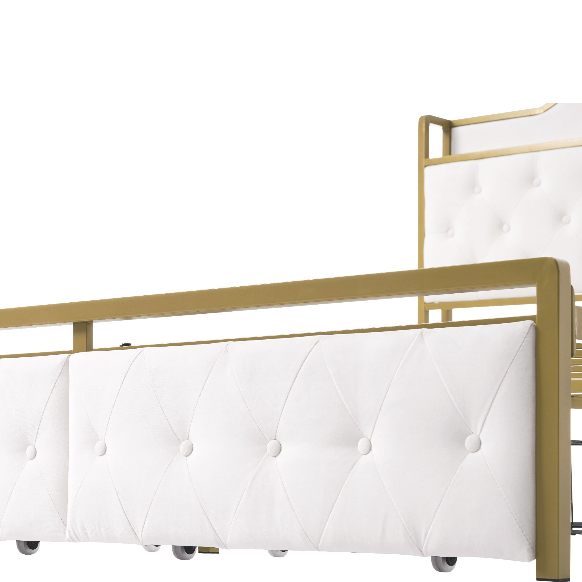 Logidon Gestoffeerd bed met USB Type C Oplaadfunctie en Laden Beige 140x200