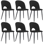 Logidon Dining Table Chairs Set of 6 Velvet Black Diamond Pattern