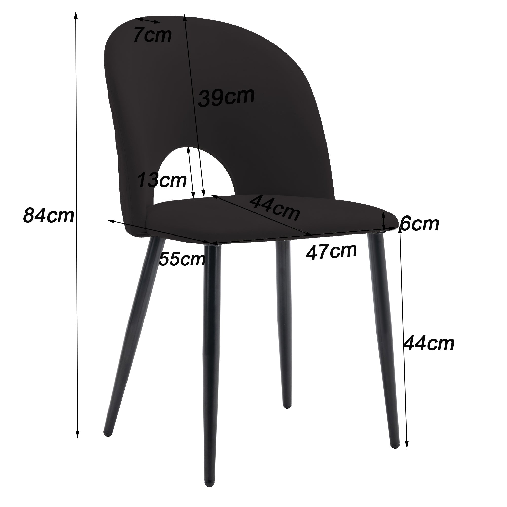 Logidon dining chair velvet black set of 4 backrest