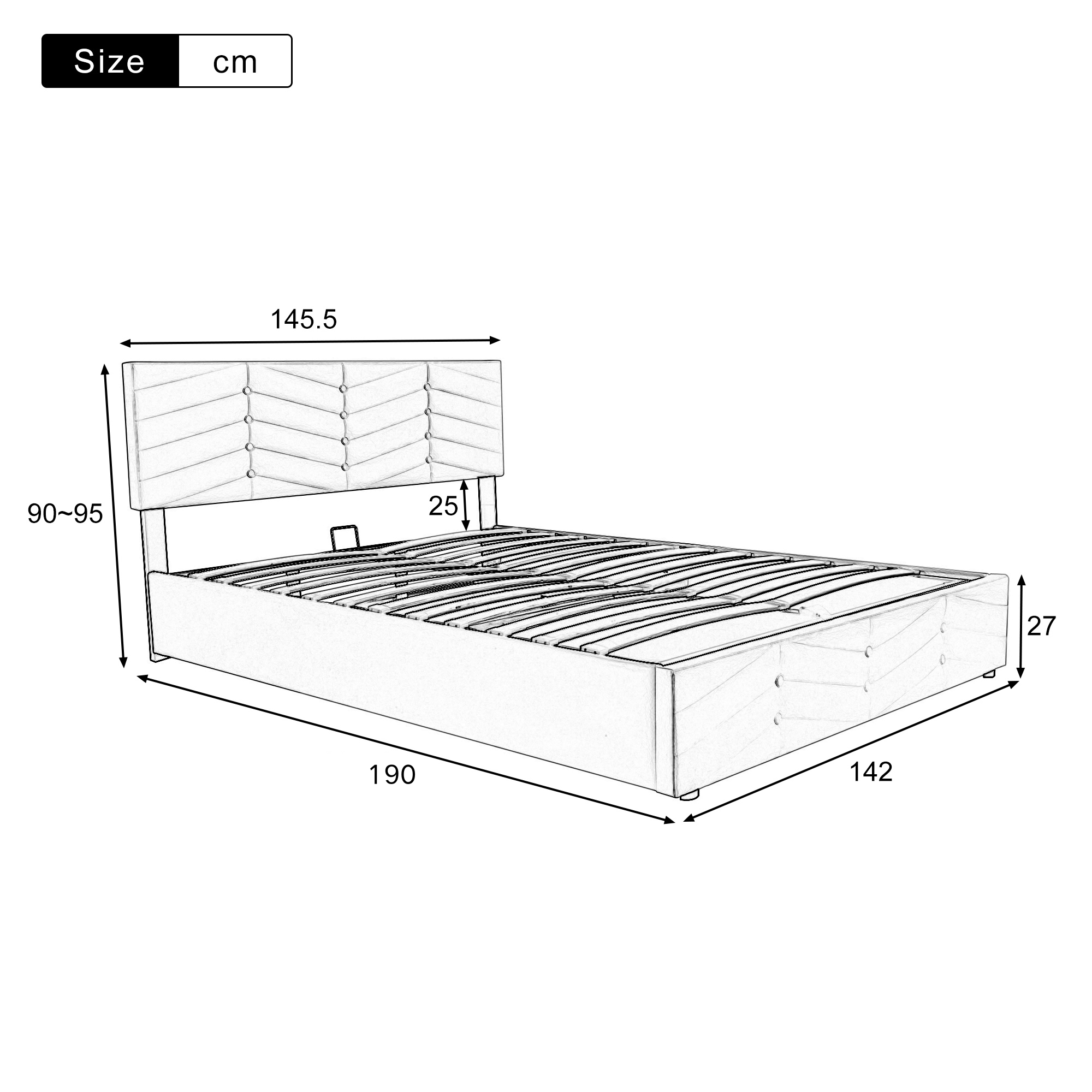 Logidon gestoffeerd bed tweepersoonsbed grijs fluweel Continental 140x190 hoofdbord