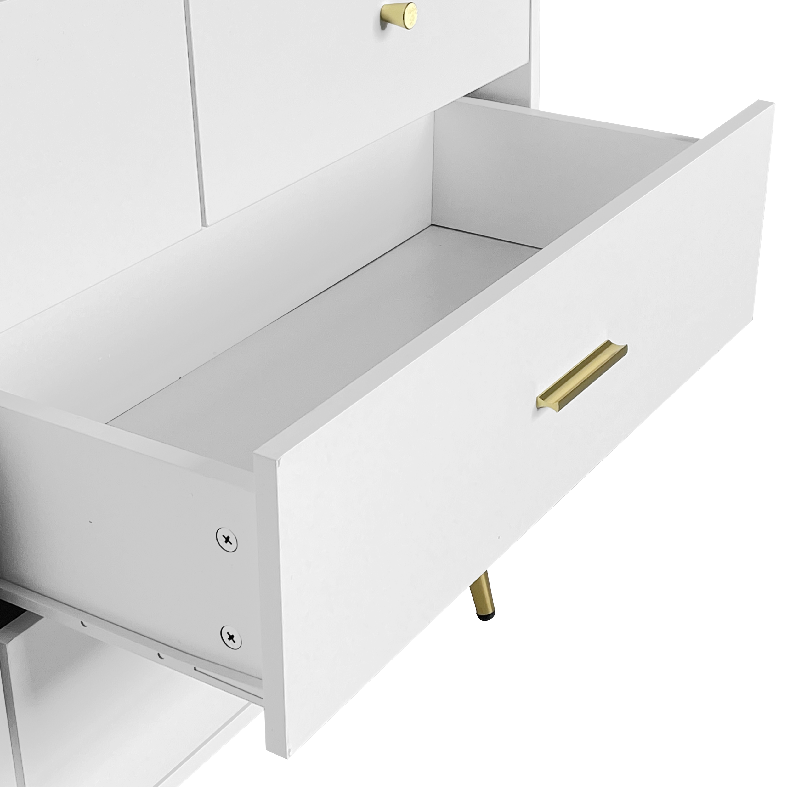 Logidon Wit Dressoir 7 Laden Met Gouden Handgrepen 140x35x76cm
