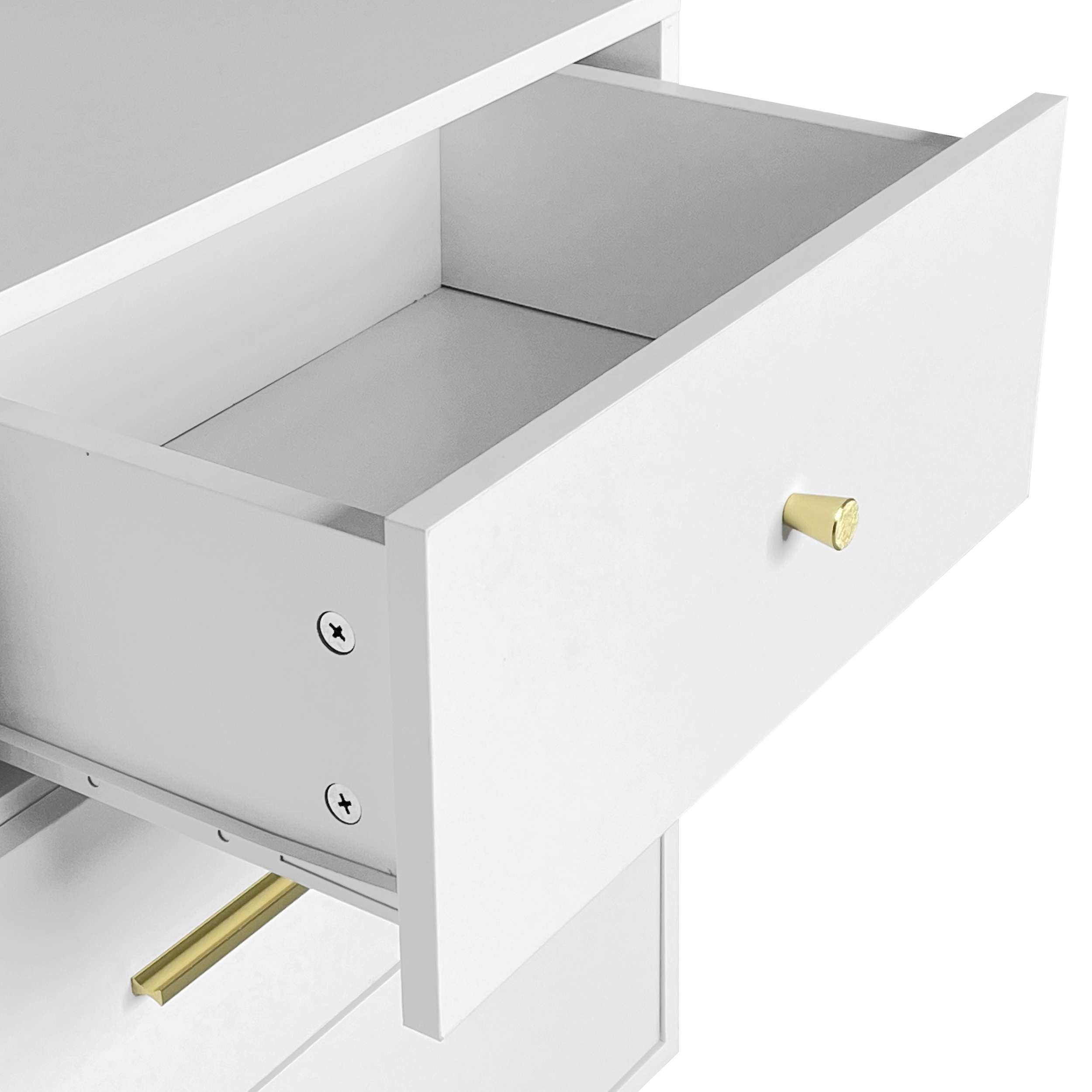 Logidon Wit Dressoir 7 Laden Met Gouden Handgrepen 140x35x76cm