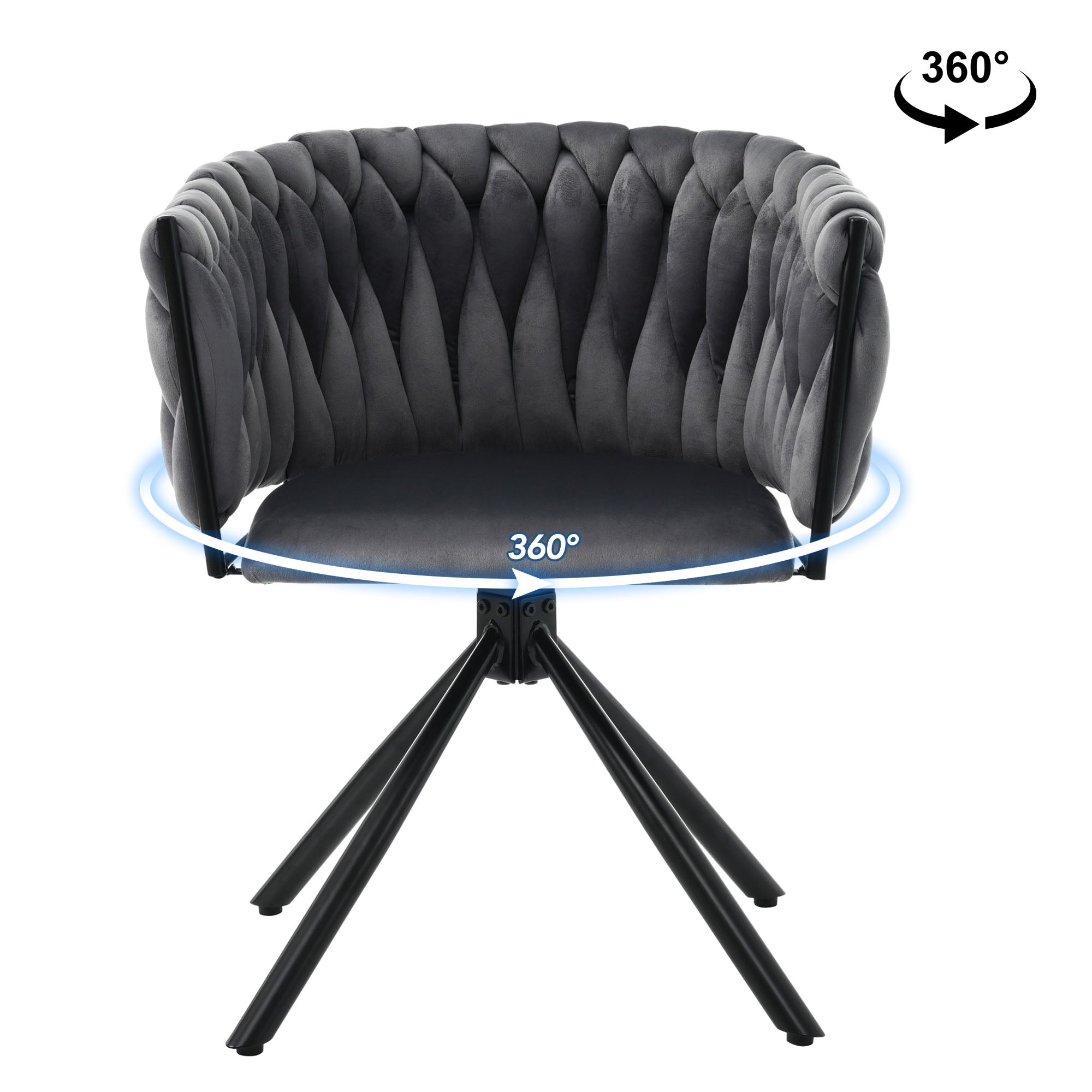 Logidon Velvet Draaistoel Grijs Luxe Eetkamerstoel, 360 Graden