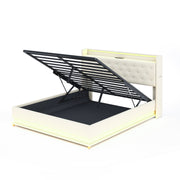 Logidon LED upholstered bed 160x200 beige with USB charging port