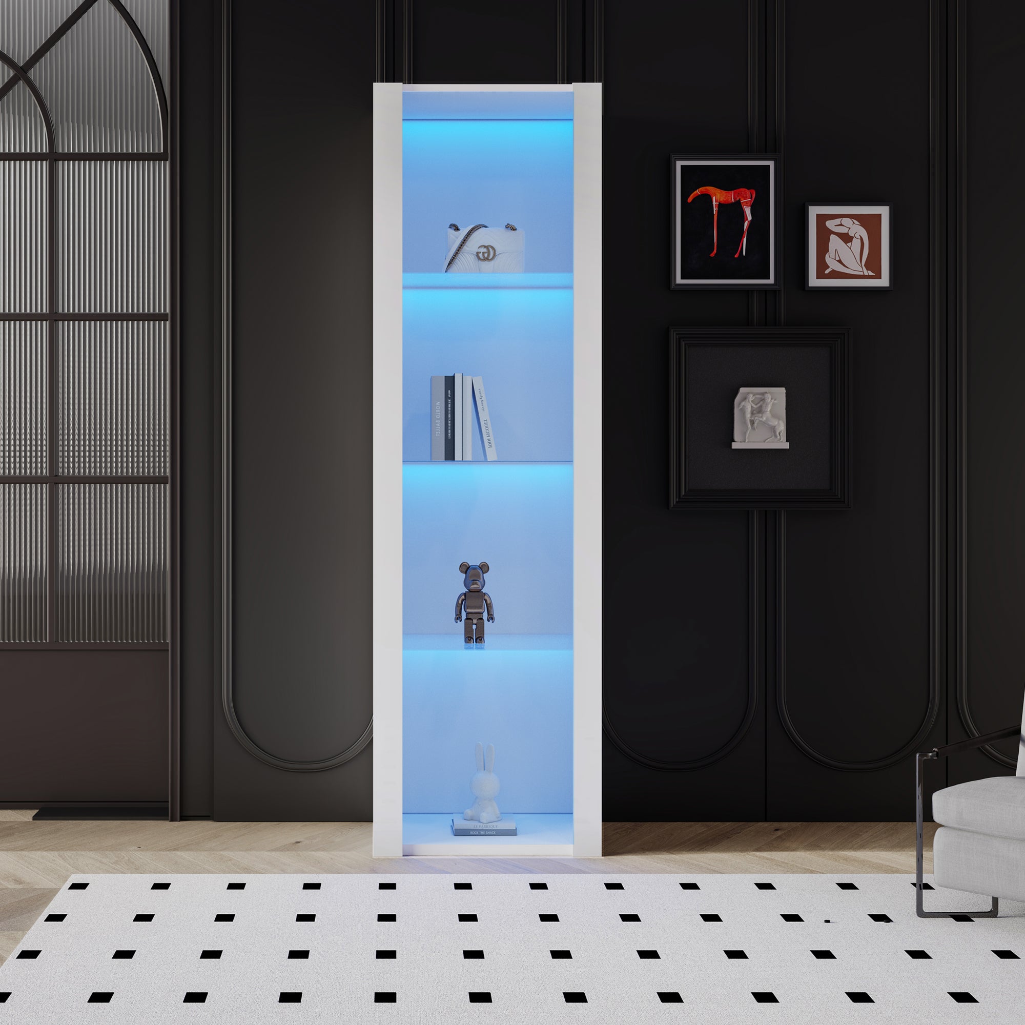 Logidon witte hoogglans vitrine met LED verlichting 55x38x166 cm