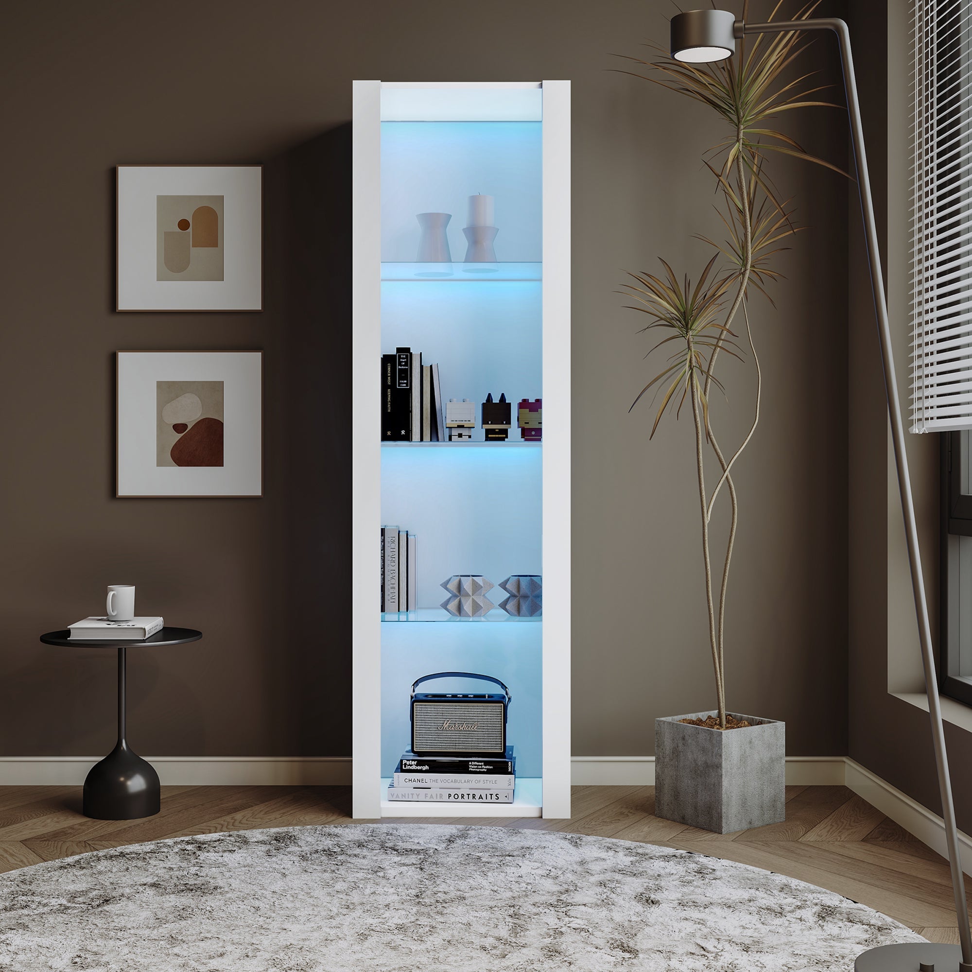 Logidon witte hoogglans vitrine met LED verlichting 55x38x166 cm