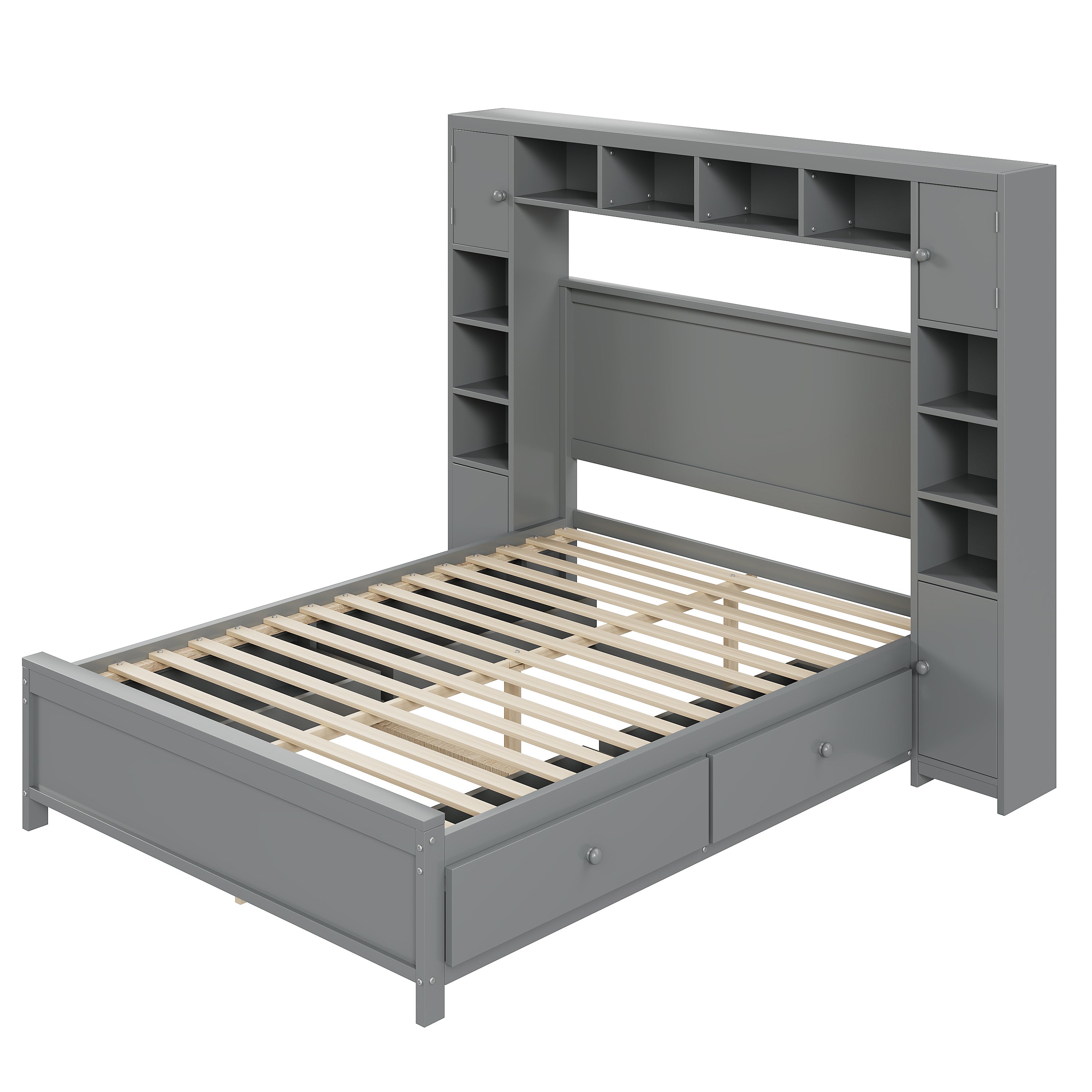 Logidon bedframe 140x200 met opbergruimte grijs 4 lades