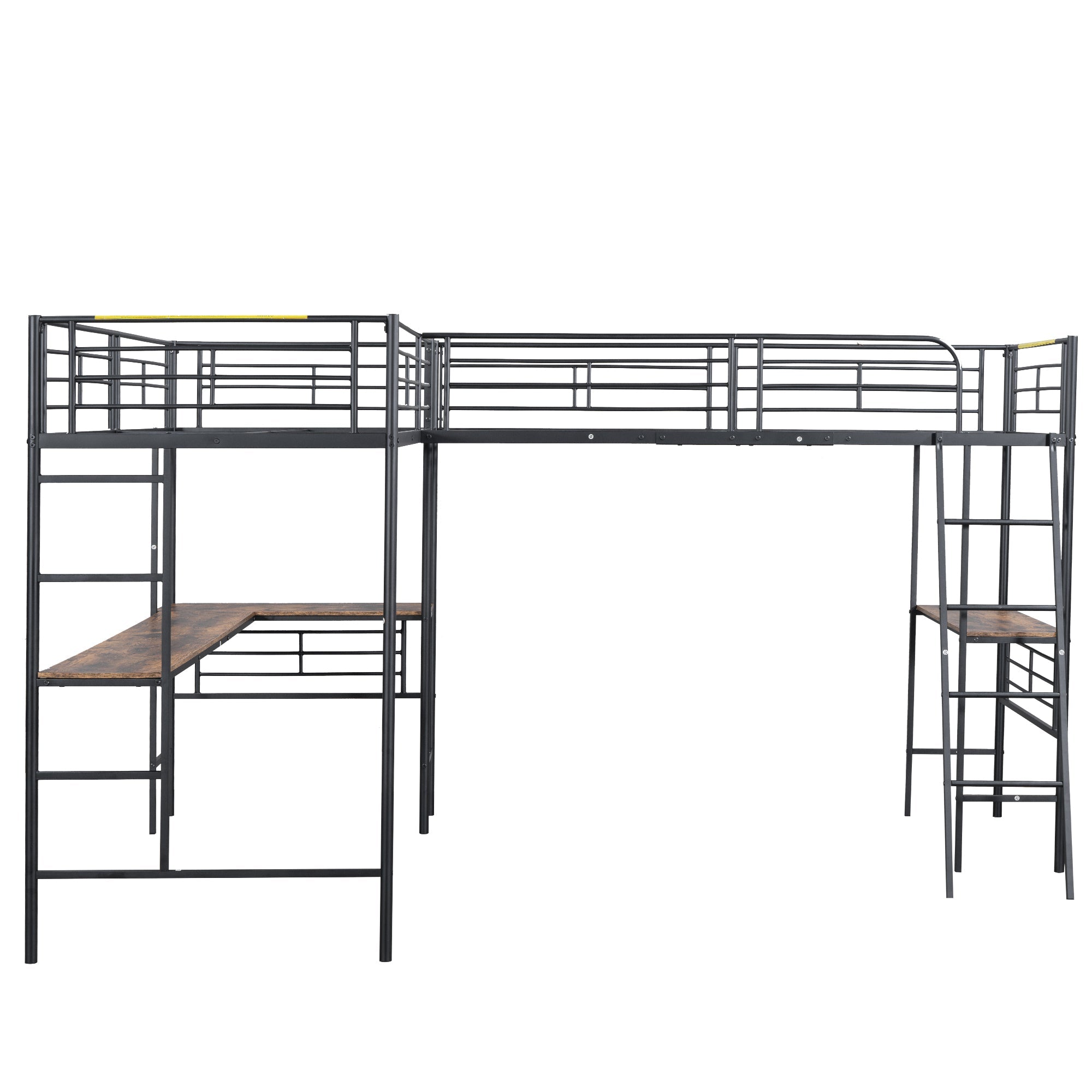 Logidon hoogslaper 90x200 zwart met tafel onder het bed dubbele trap