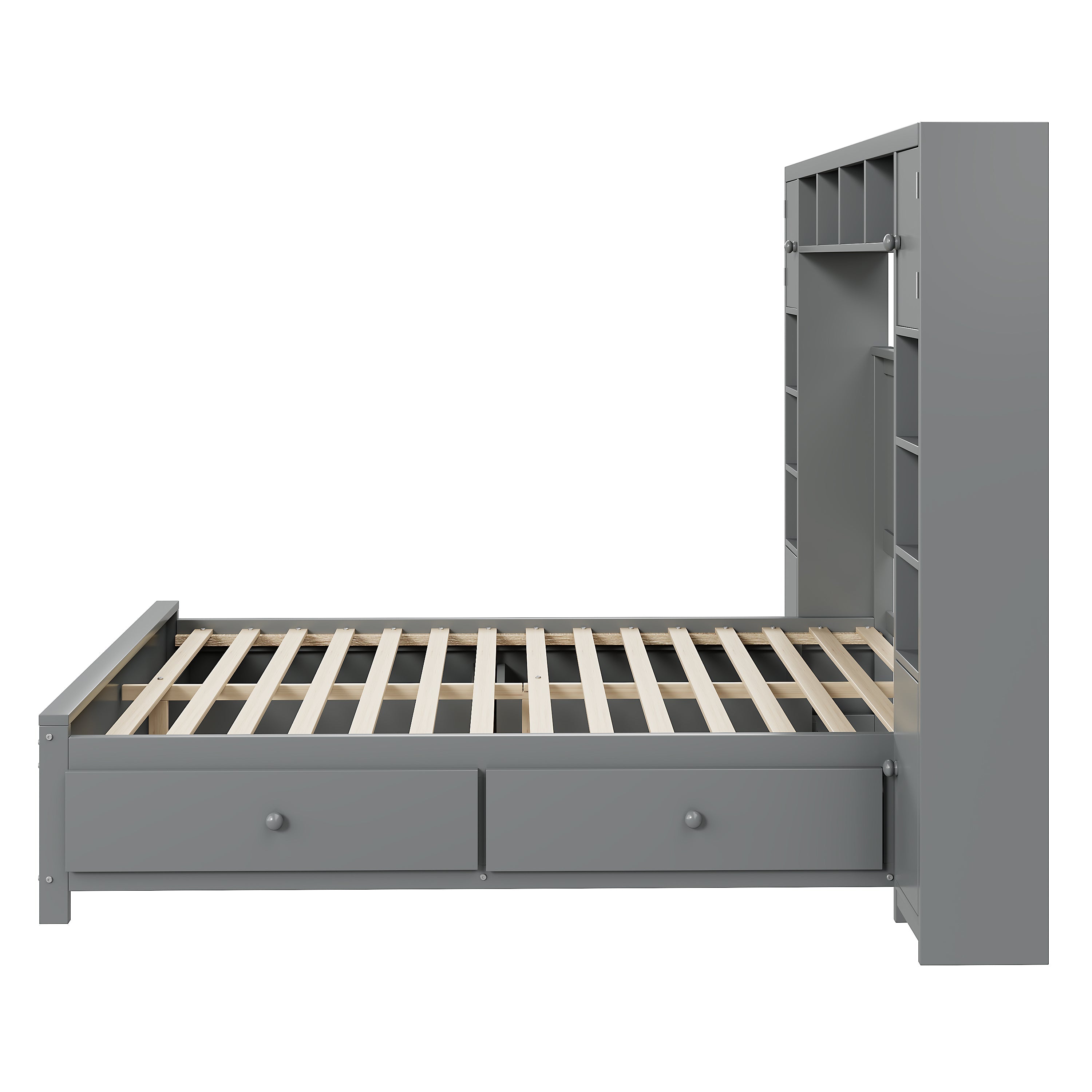 Logidon bedframe 140x200 met opbergruimte grijs 4 lades