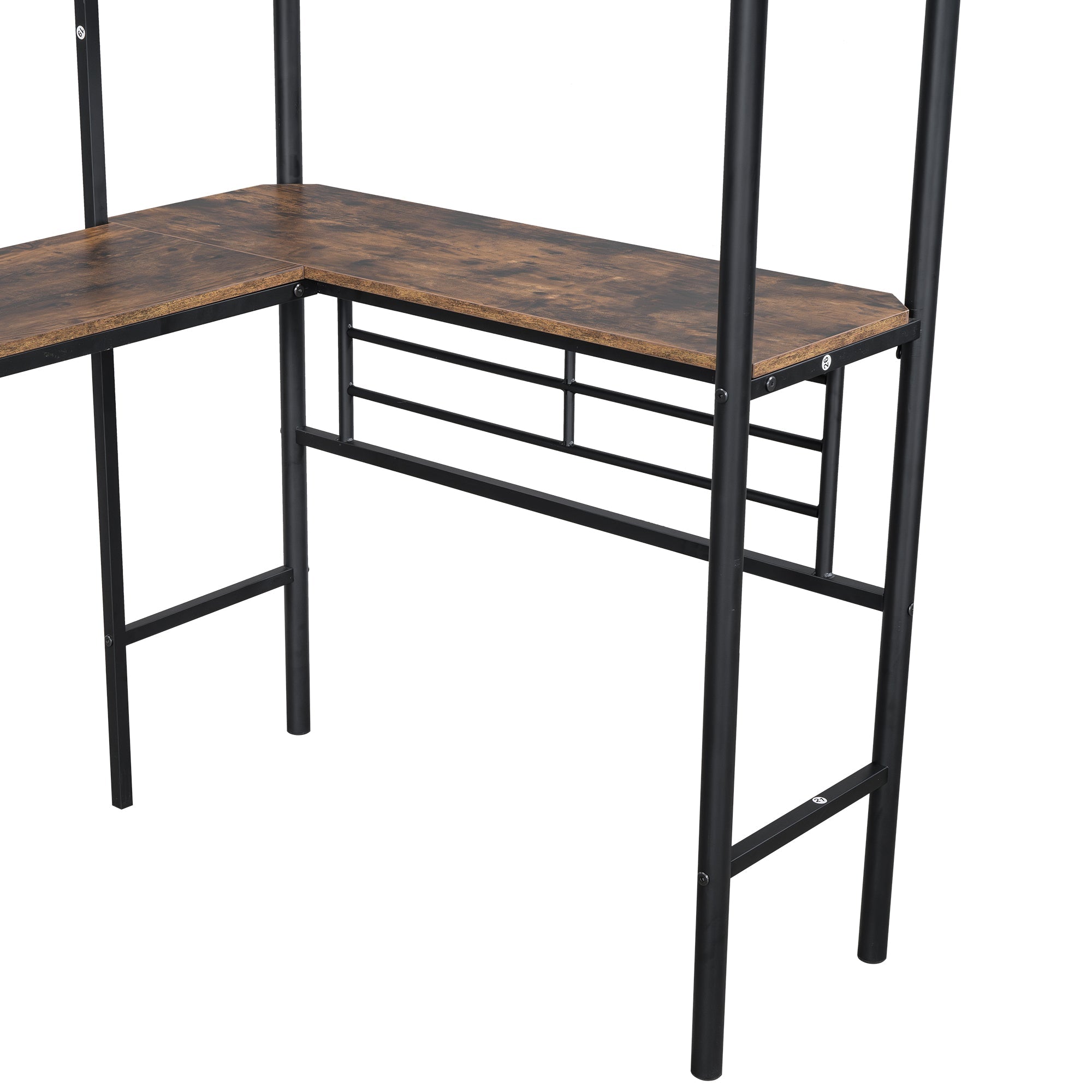Logidon hoogslaper 90x200 zwart met tafel onder het bed dubbele trap