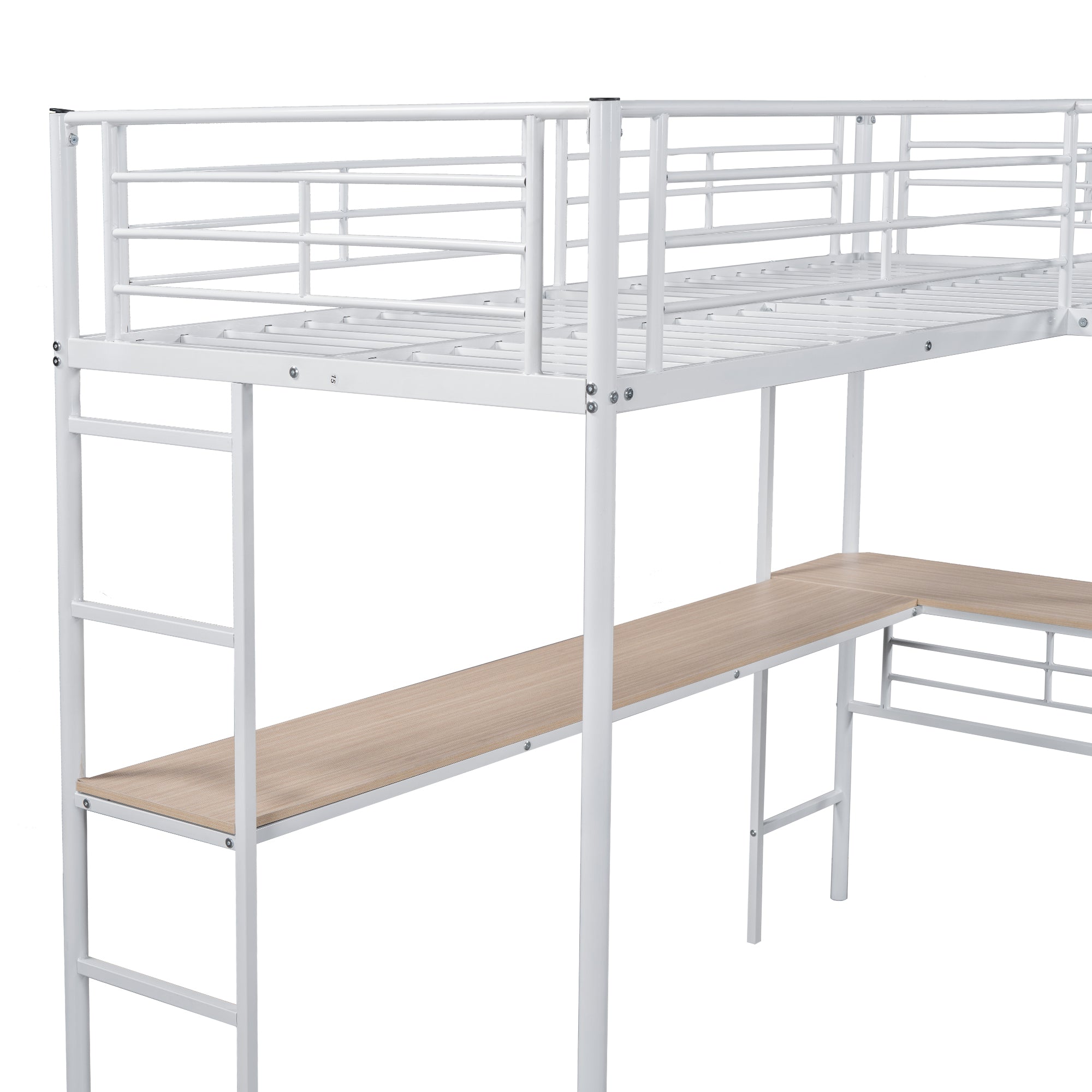 Logidon hoogslaper 90x200 cm met tafel onder het bed wit