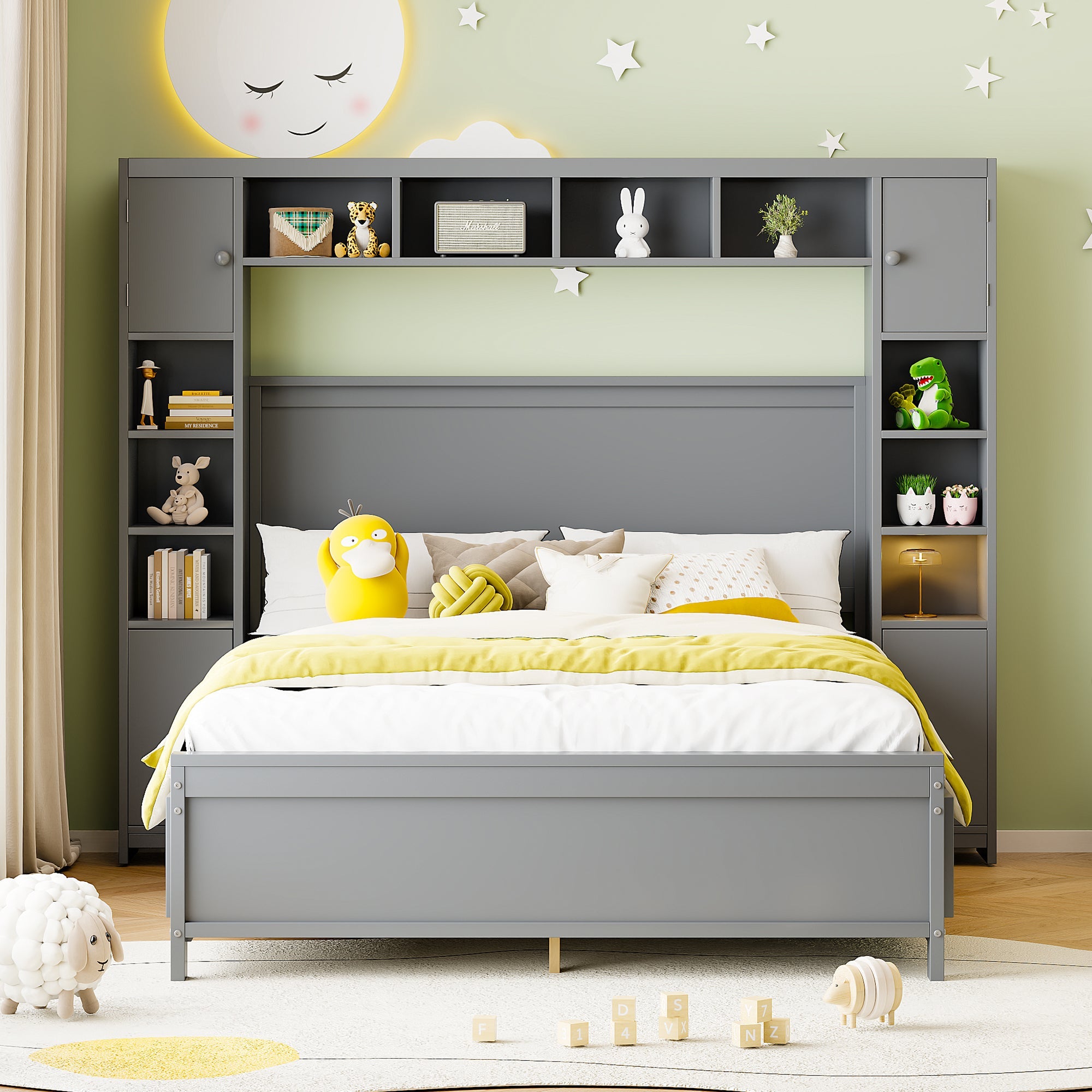 Logidon bedframe 140x200 met opbergruimte grijs 4 lades