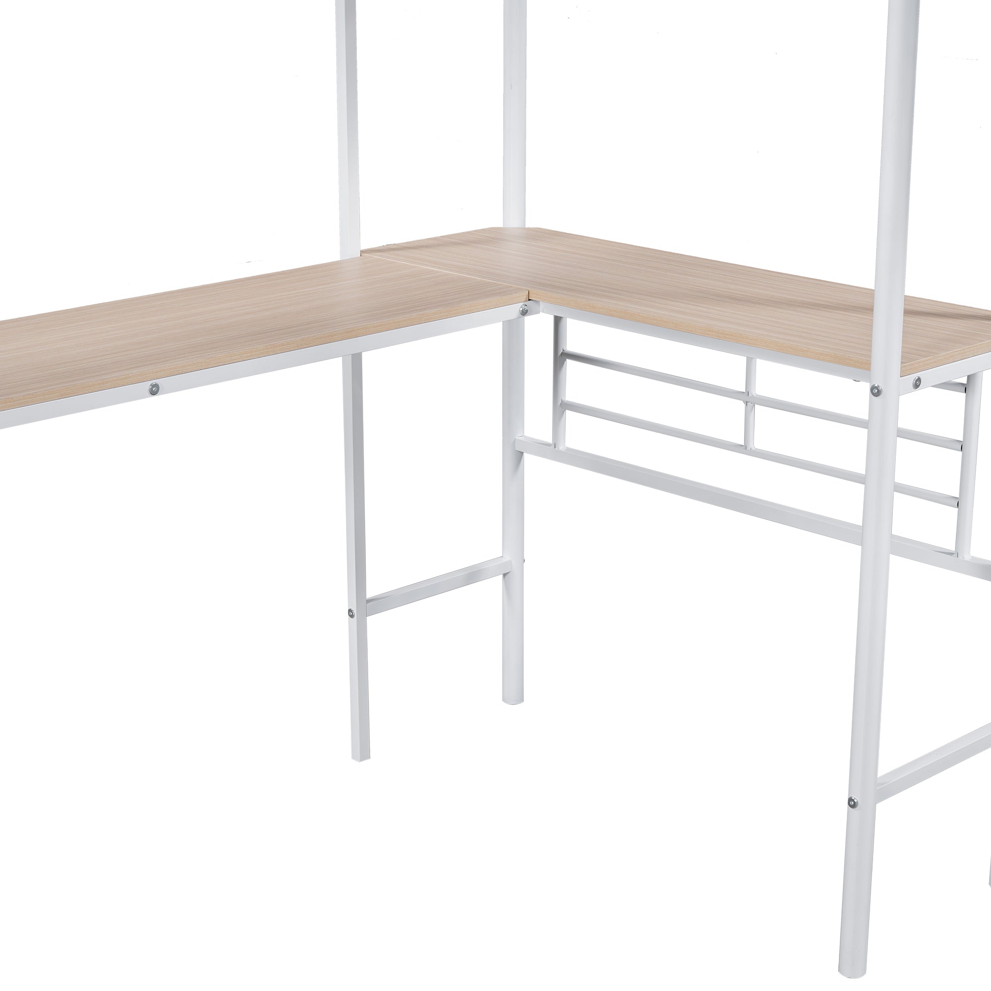 Logidon hoogslaper 90x200 cm met tafel onder het bed wit
