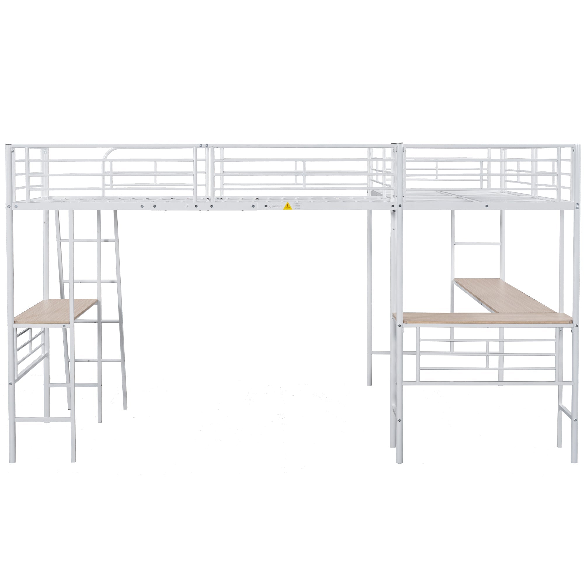Logidon hoogslaper 90x200 cm met tafel onder het bed wit
