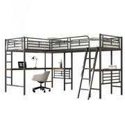 Logidon hoogslaper 90x200 zwart met tafel onder het bed dubbele trap