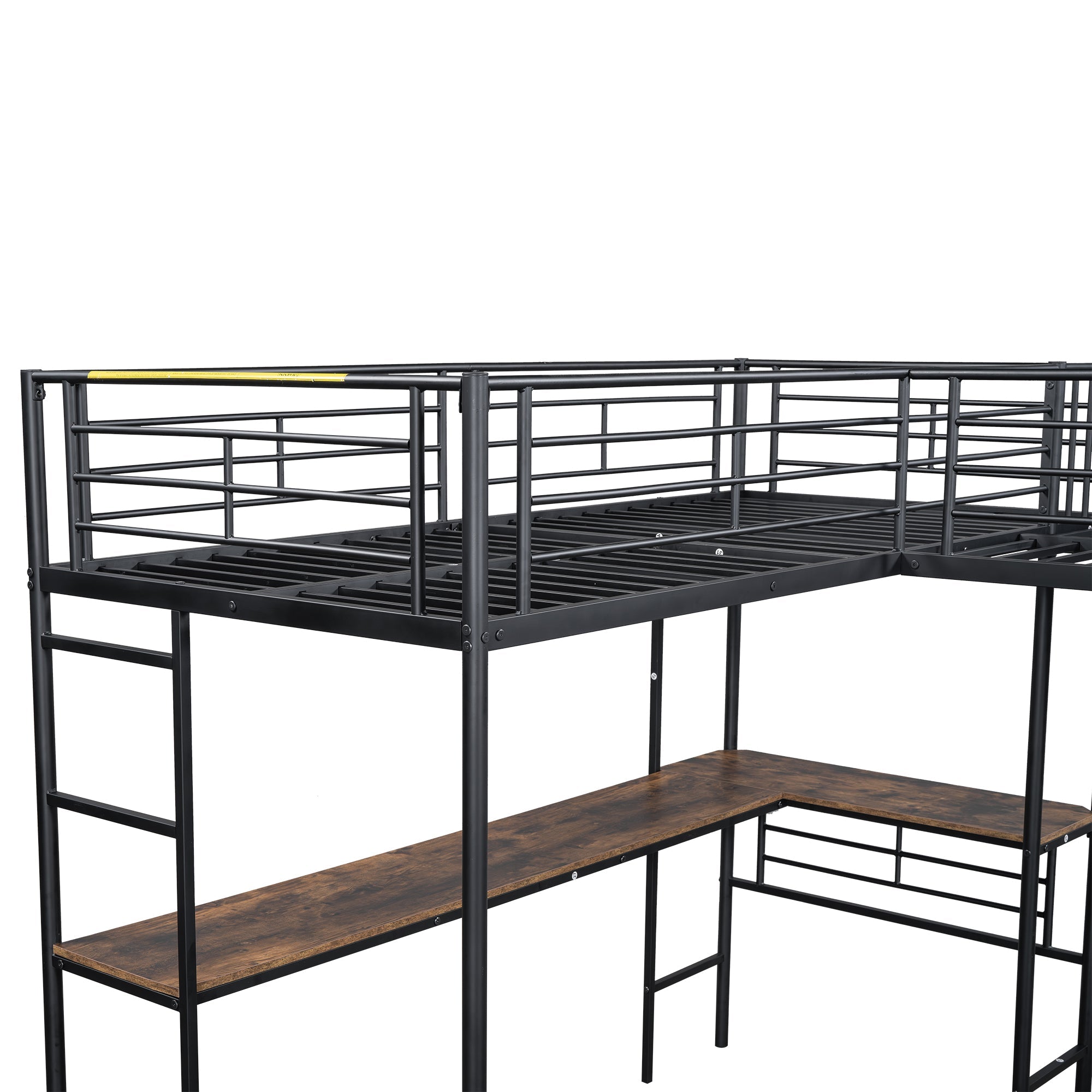 Logidon hoogslaper 90x200 zwart met tafel onder het bed dubbele trap