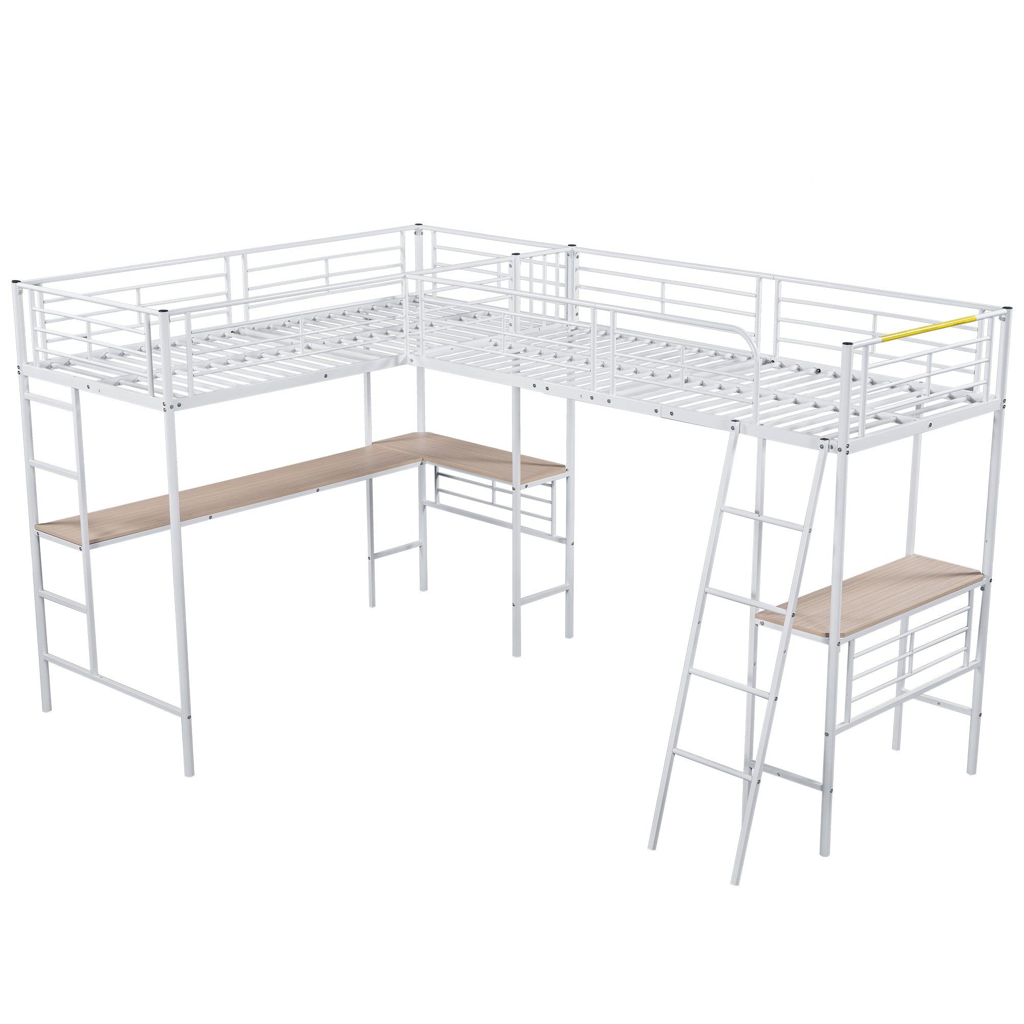 Logidon hoogslaper 90x200 cm met tafel onder het bed wit