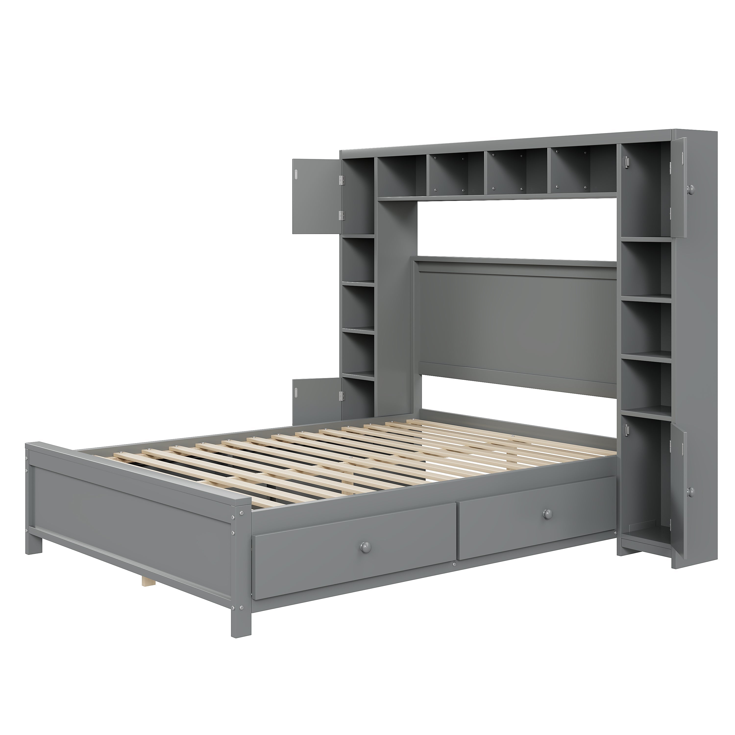 Logidon bedframe 140x200 met opbergruimte grijs 4 lades