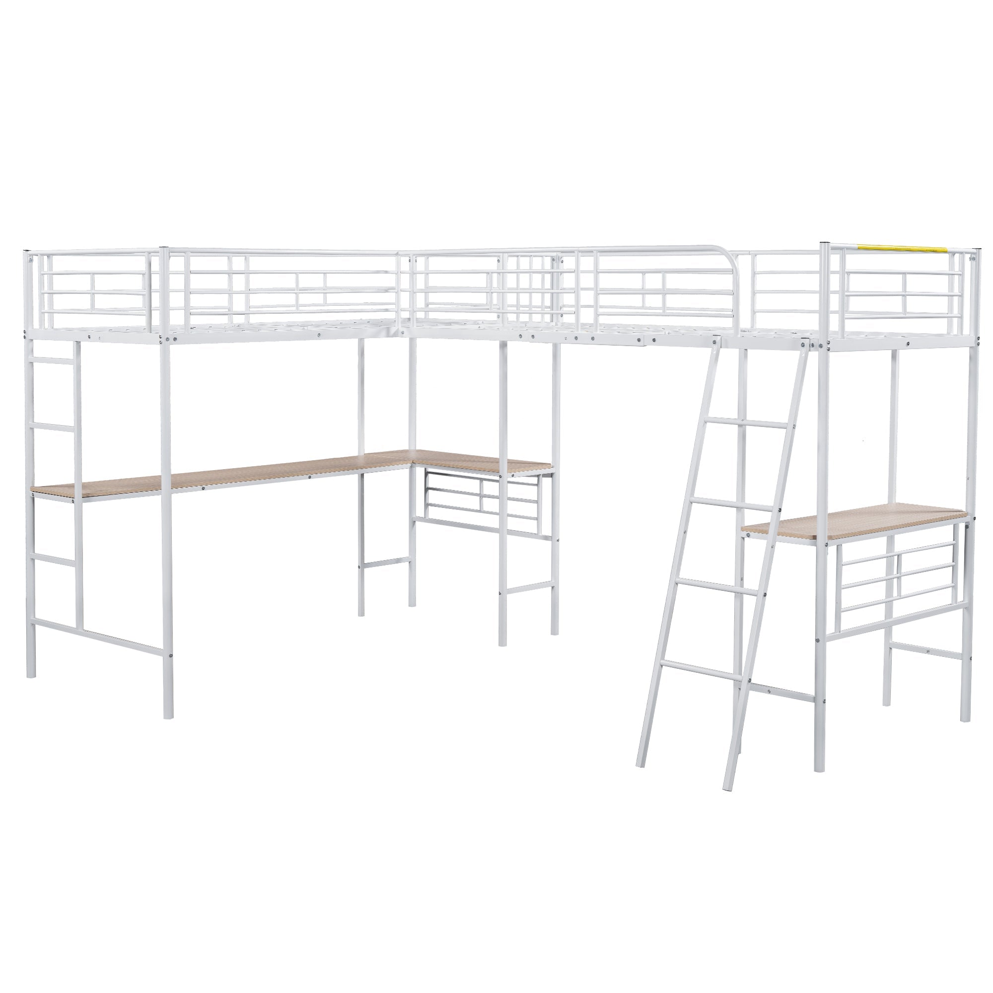 Logidon hoogslaper 90x200 cm met tafel onder het bed wit