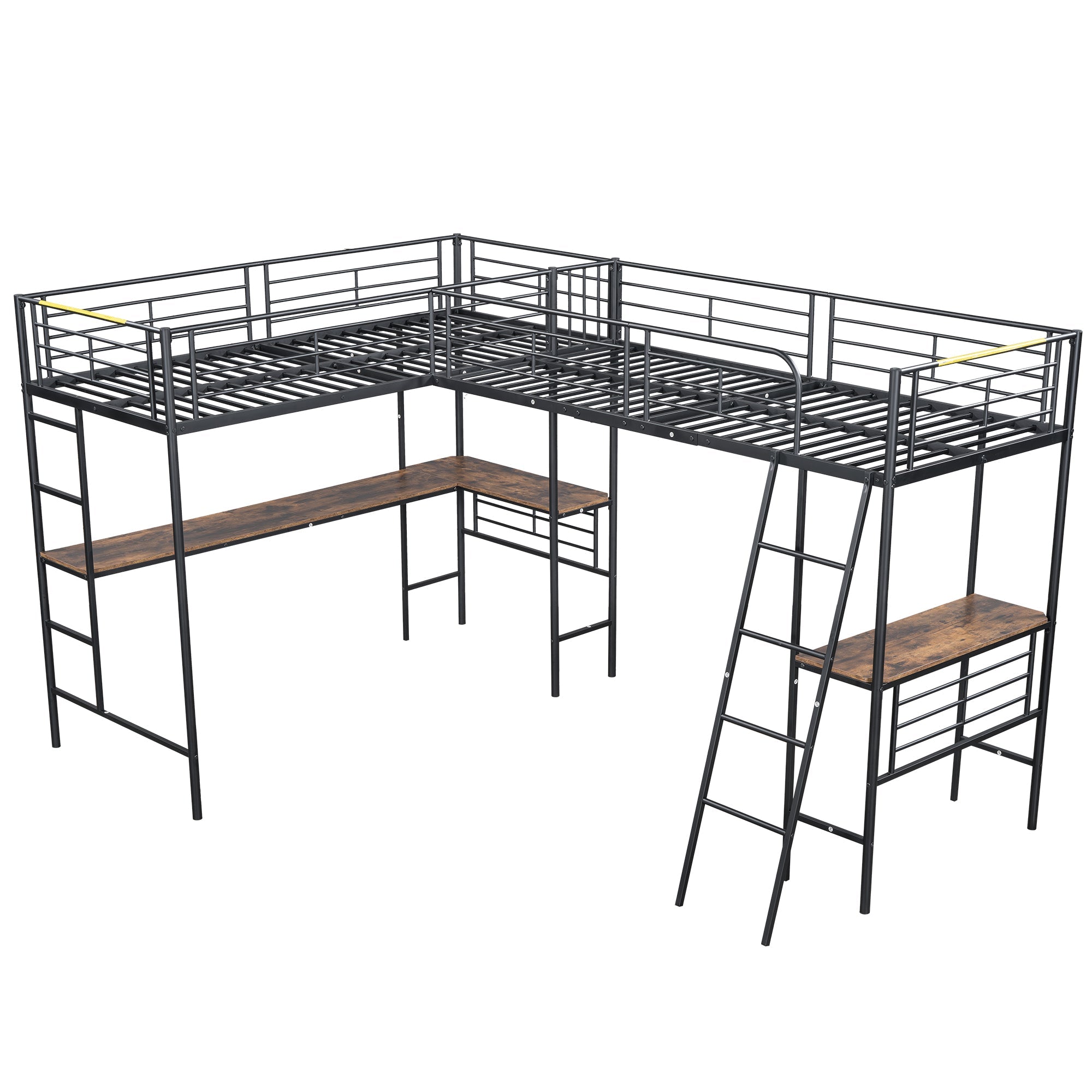 Logidon hoogslaper 90x200 zwart met tafel onder het bed dubbele trap