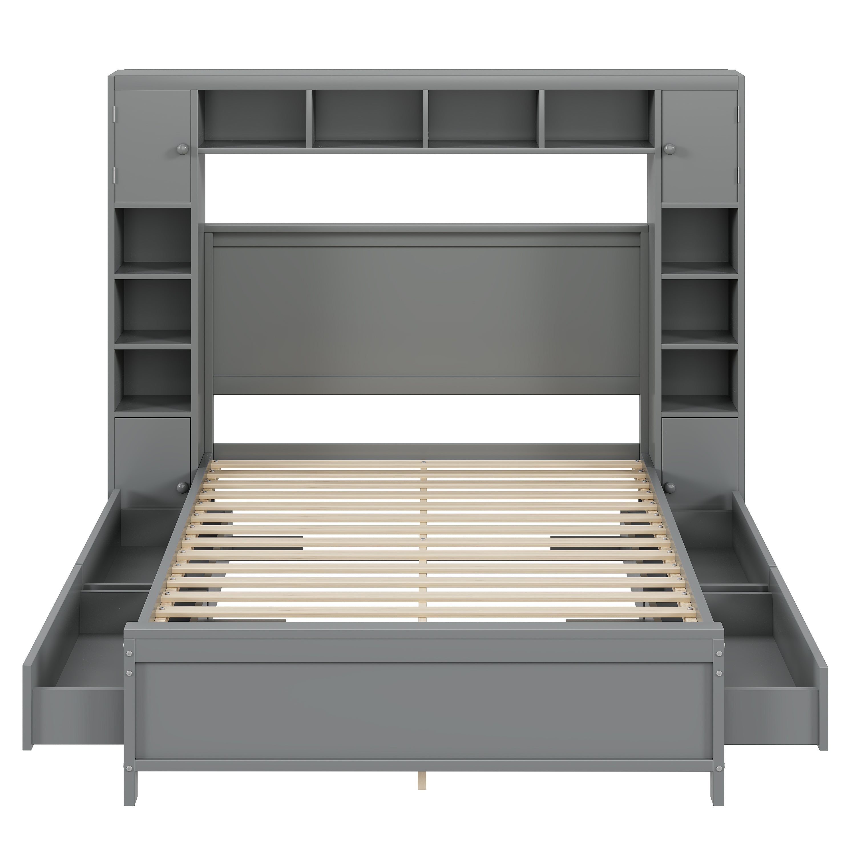 Logidon bedframe 140x200 met opbergruimte grijs 4 lades