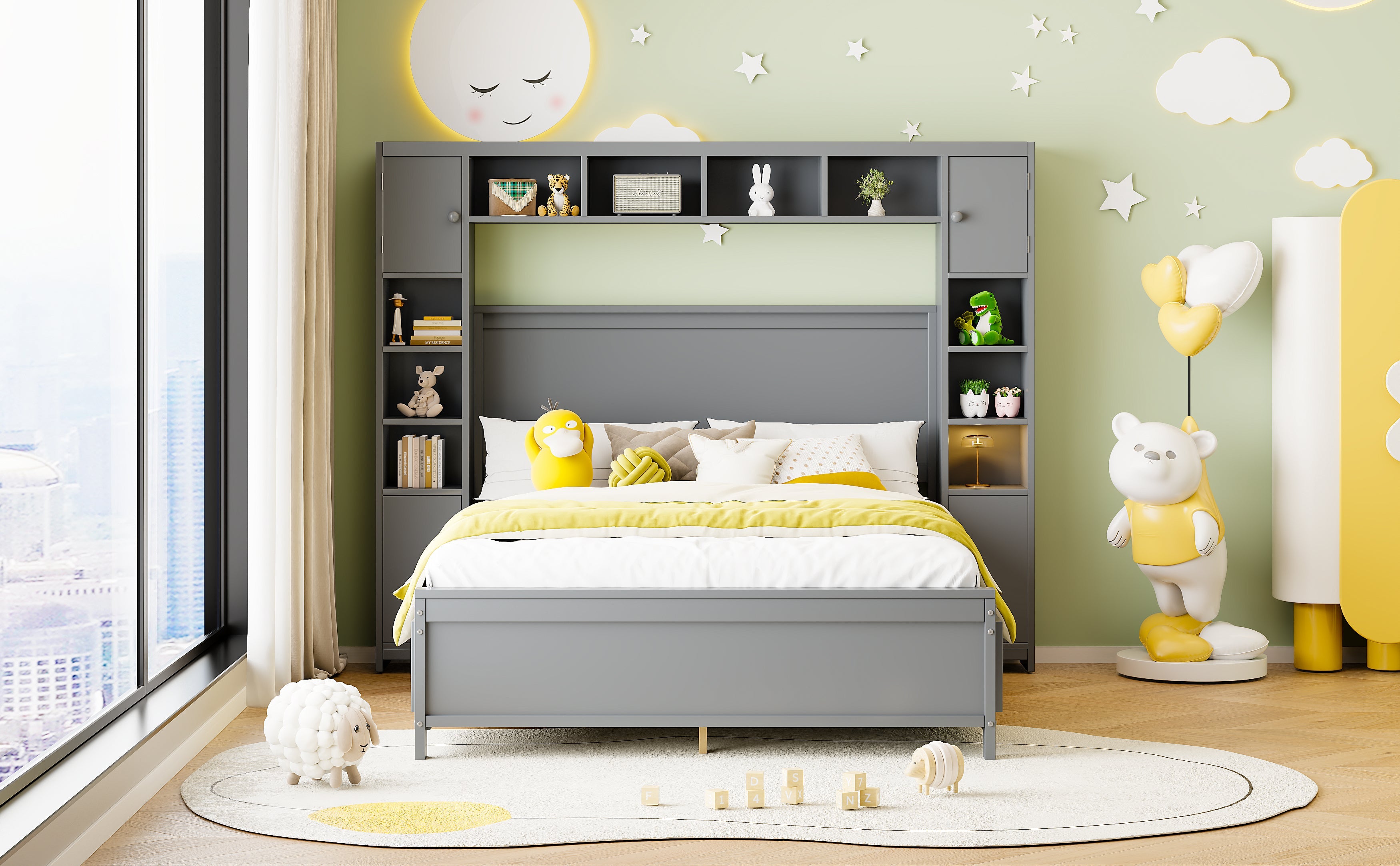 Logidon bedframe 140x200 met opbergruimte grijs 4 lades