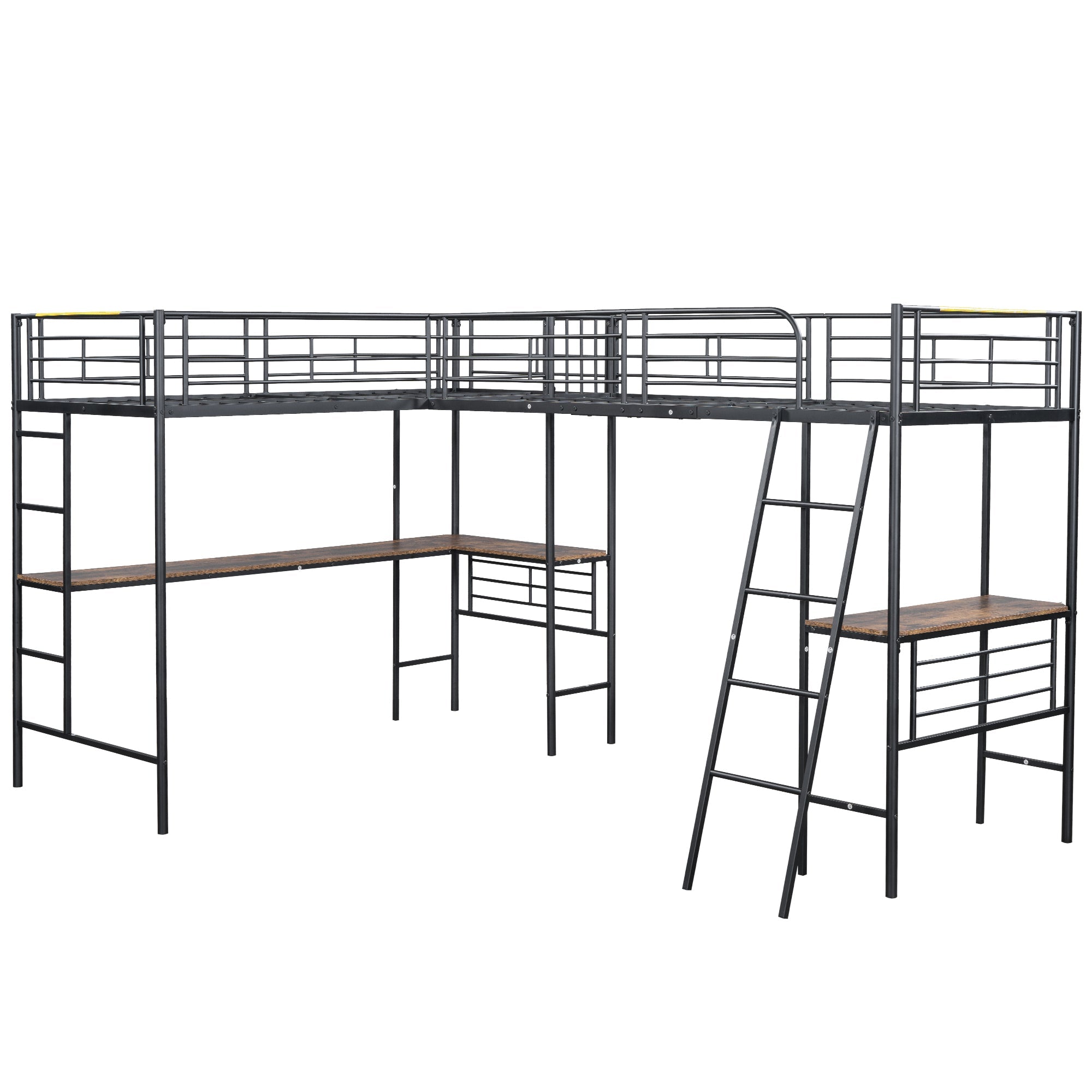 Logidon hoogslaper 90x200 zwart met tafel onder het bed dubbele trap