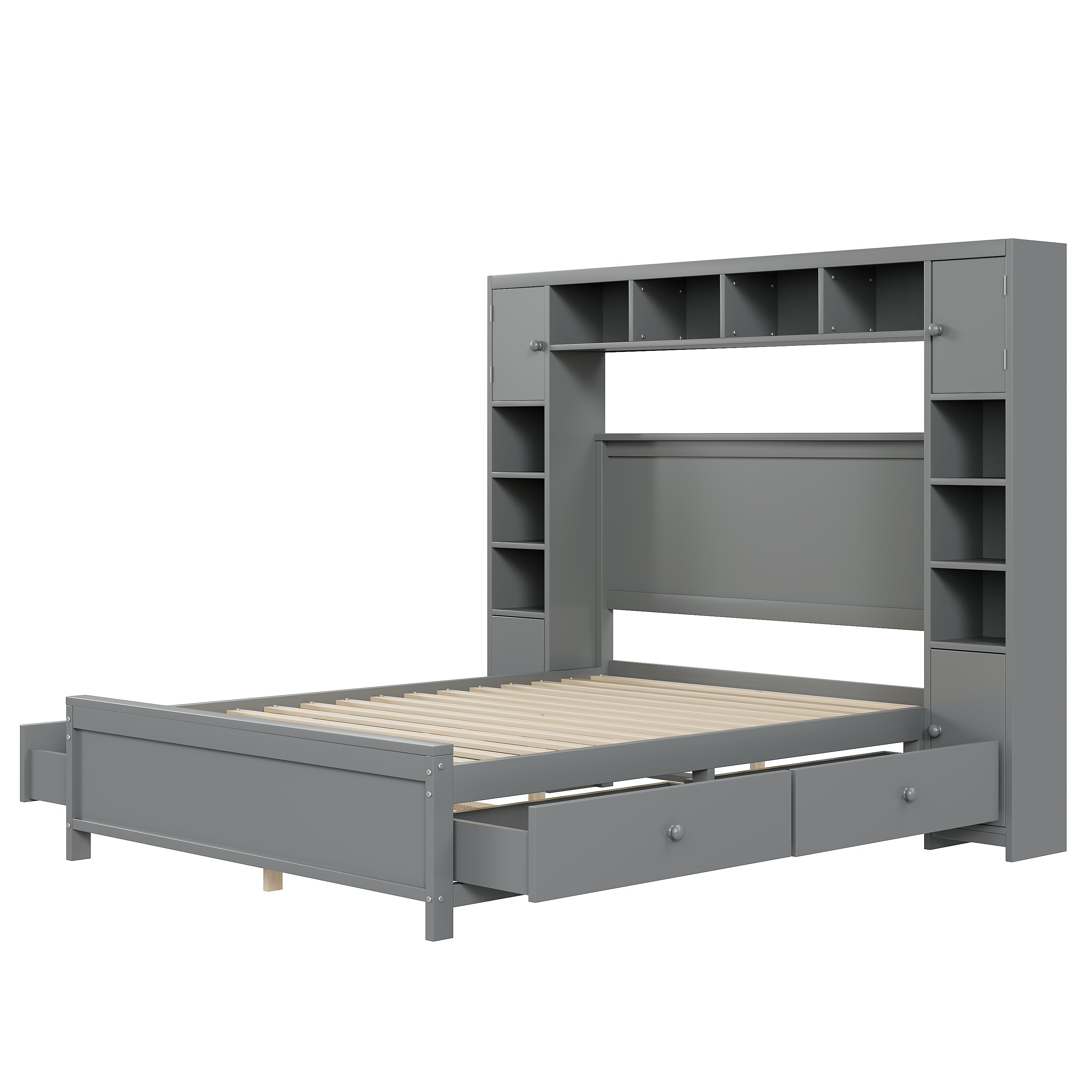 Logidon bedframe 140x200 met opbergruimte grijs 4 lades
